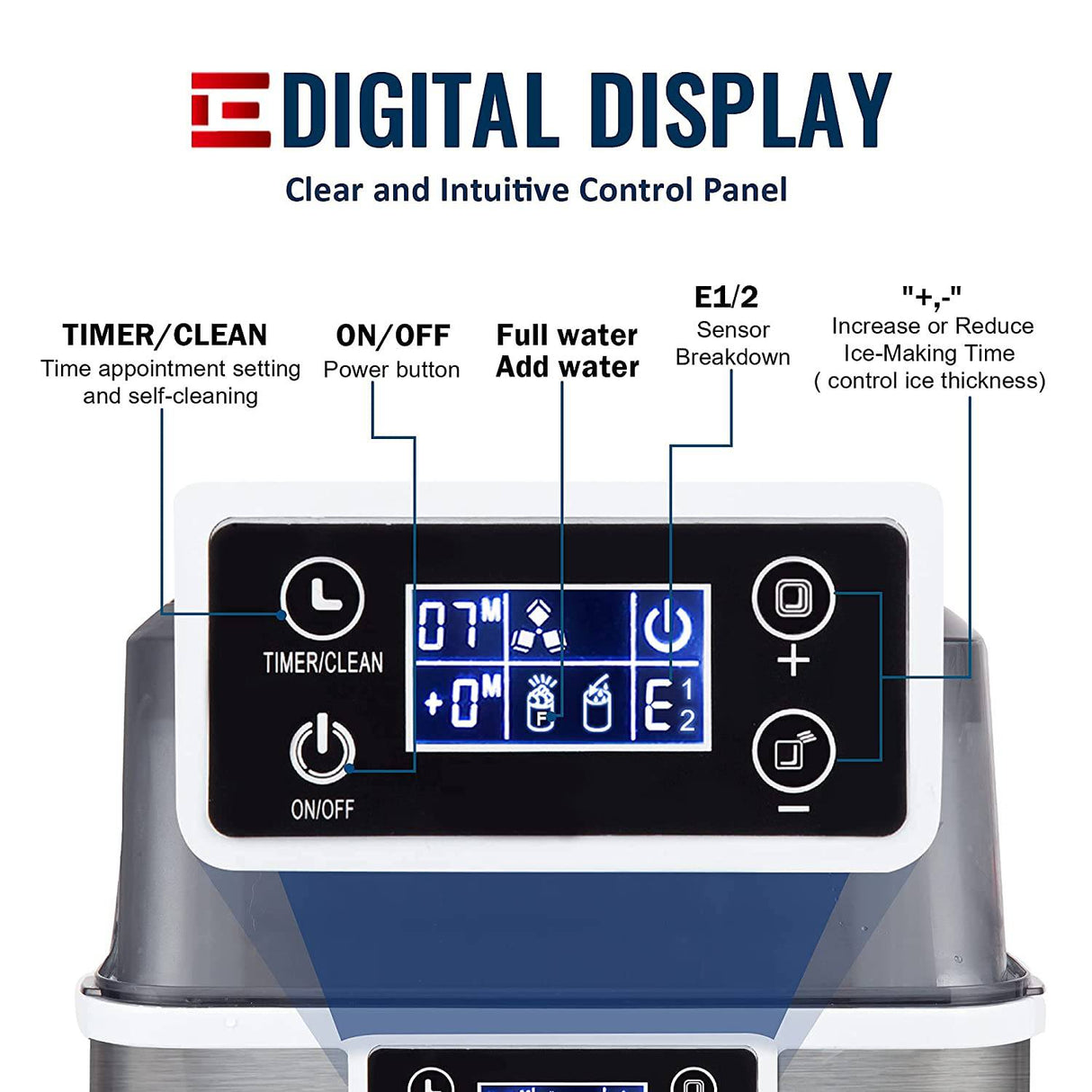 Euhomy - Encimera de máquina para hacer hielo, 45 libras/24 horas y 24 cubos listos en 13 minutos, portátil compacto para cubitos de hielo, con cuchara y cesta - DIGVICE MX