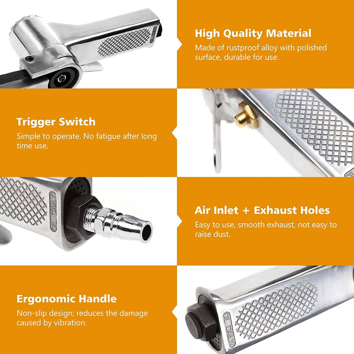 BEAMNOVA Mini lijadora de banda de aire para carpintería, trabajo de metal, amoladora angular de mano de 3/8 pulgadas, herramienta neumática industrial con 3 cinturones de grano 60/80/100 - DIGVICE MX