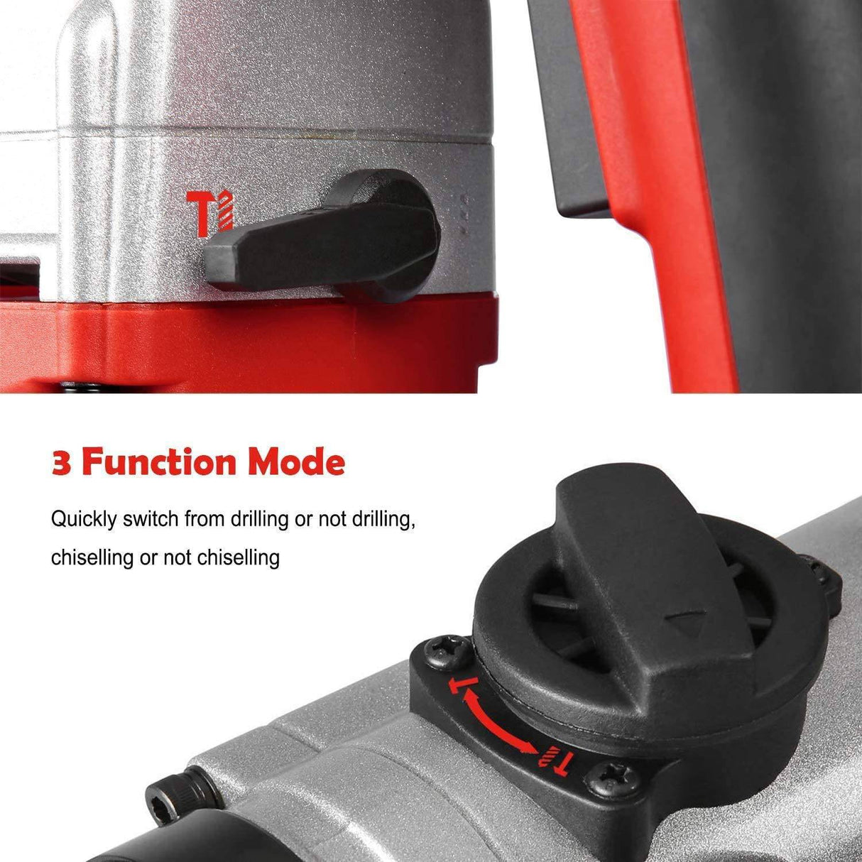 Taladro percutor rotativo de alta resistencia MPT de 1 pulgada SDS-plus de 8,5 amperios, 3 funciones, incluye 3 brocas, grasa, cincel con estuche - DIGVICE MX