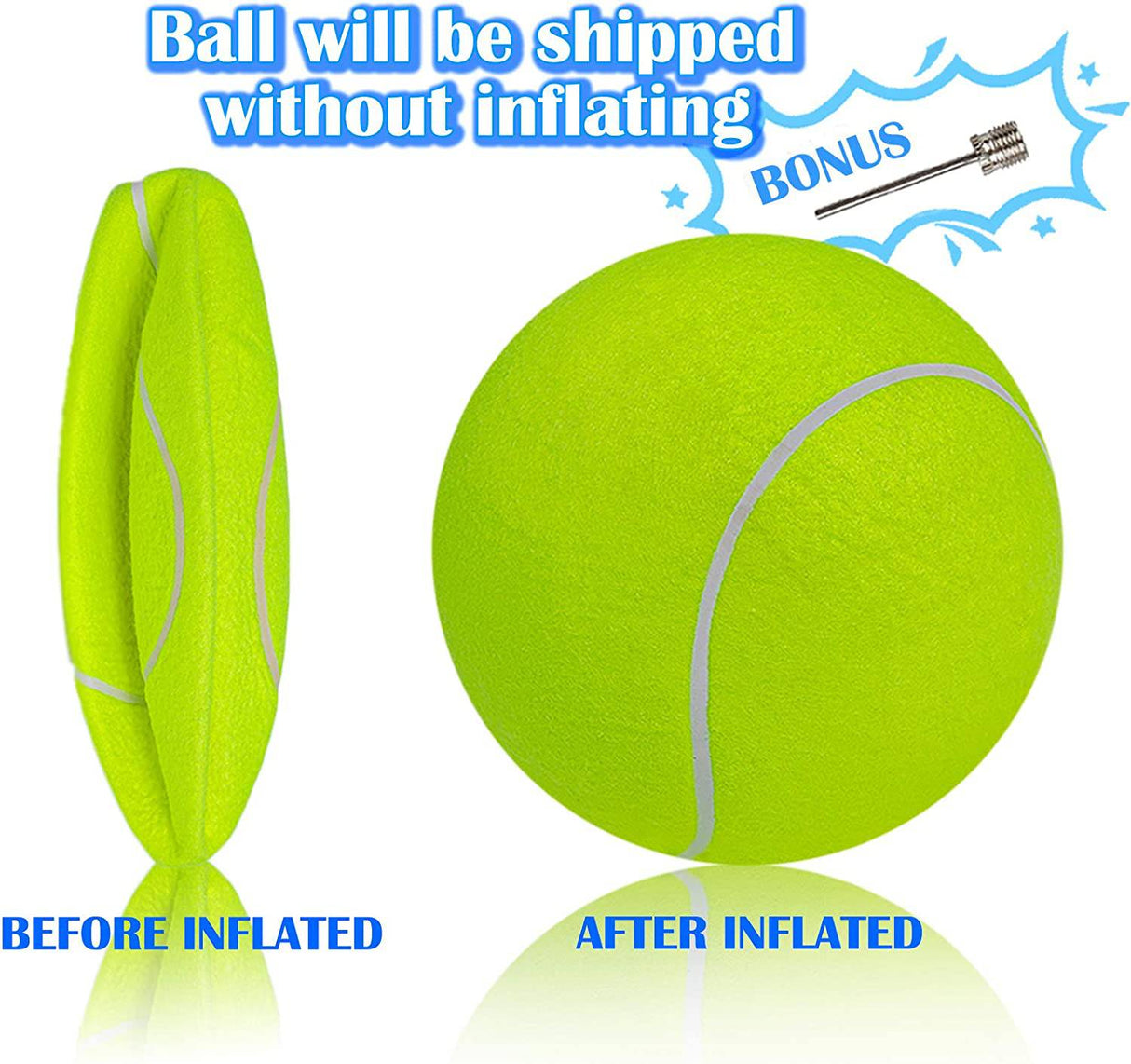 Pelota de tenis para perros Banfeng gigante de 9,5 ", juguetes grandes para mascotas, divertidos deportes al aire libre, pelota para perros, regalo con agujas de inflado - DIGVICE MX