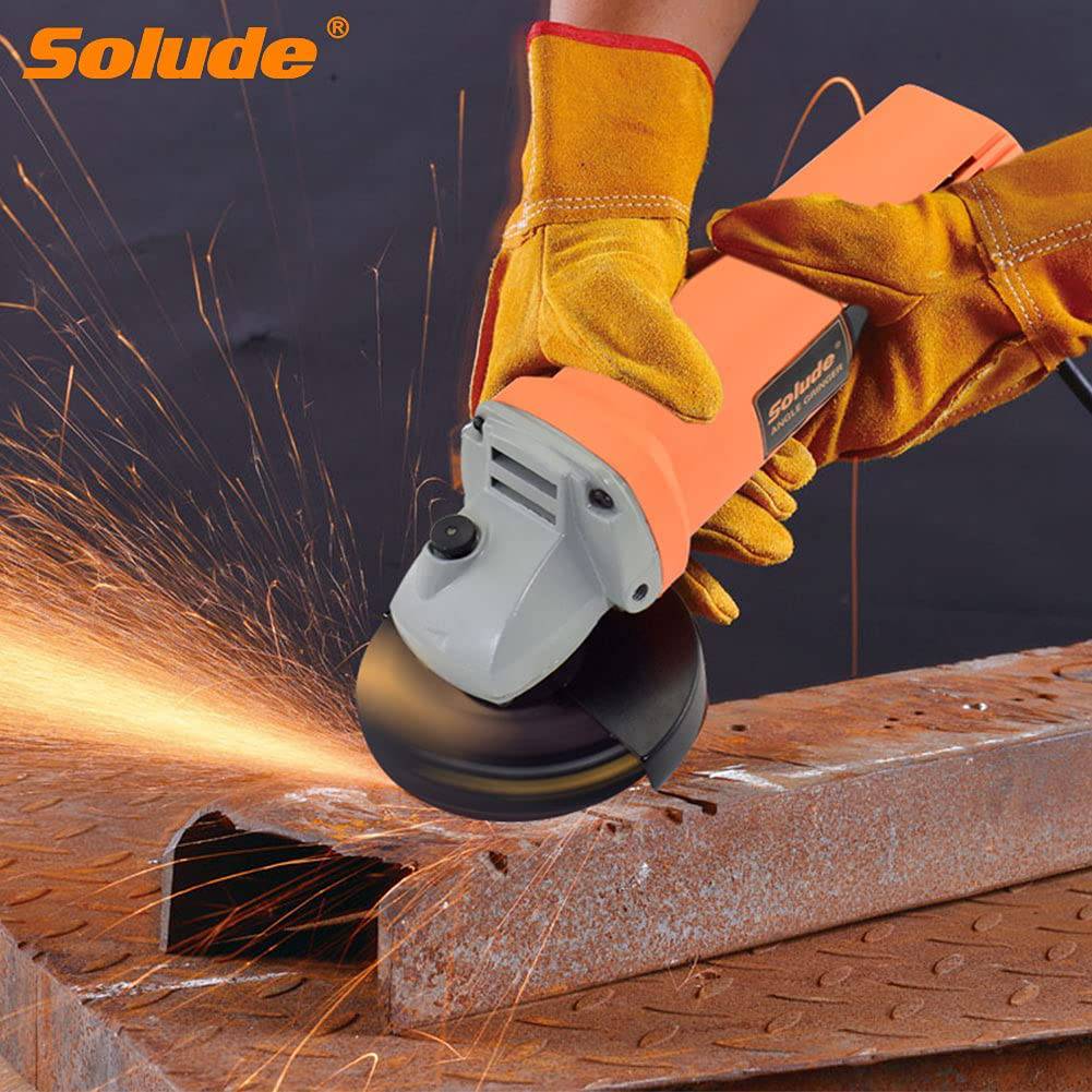 SOLUDE- Amoladora angular, herramienta de amoladora eléctrica de 5 pulgadas con 4 ruedas de molienda, 5 ruedas de corte y mango de 2 posiciones, amoladora de mano portátil para metal, madera, corte y molienda de azulejos - DIGVICE MX