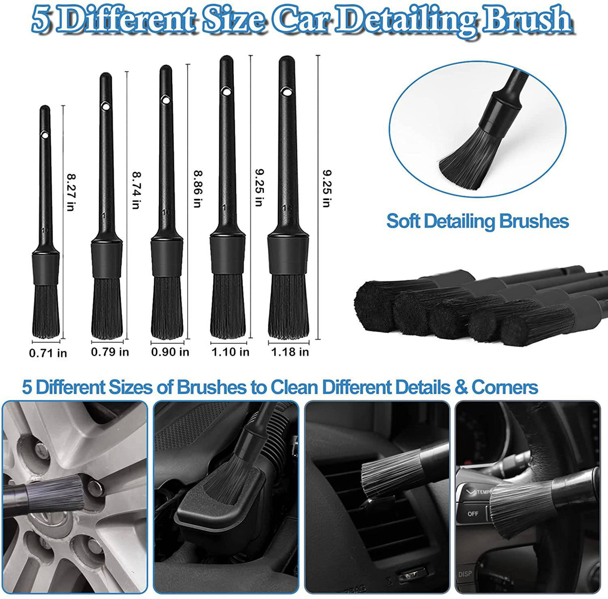 XCVBDE Juego de 24 piezas para detalles de automóviles, juego de cepillos para detalles de automóviles, juego de cepillos para detalles de automóviles, cepillos para detalles de limpieza de automóviles