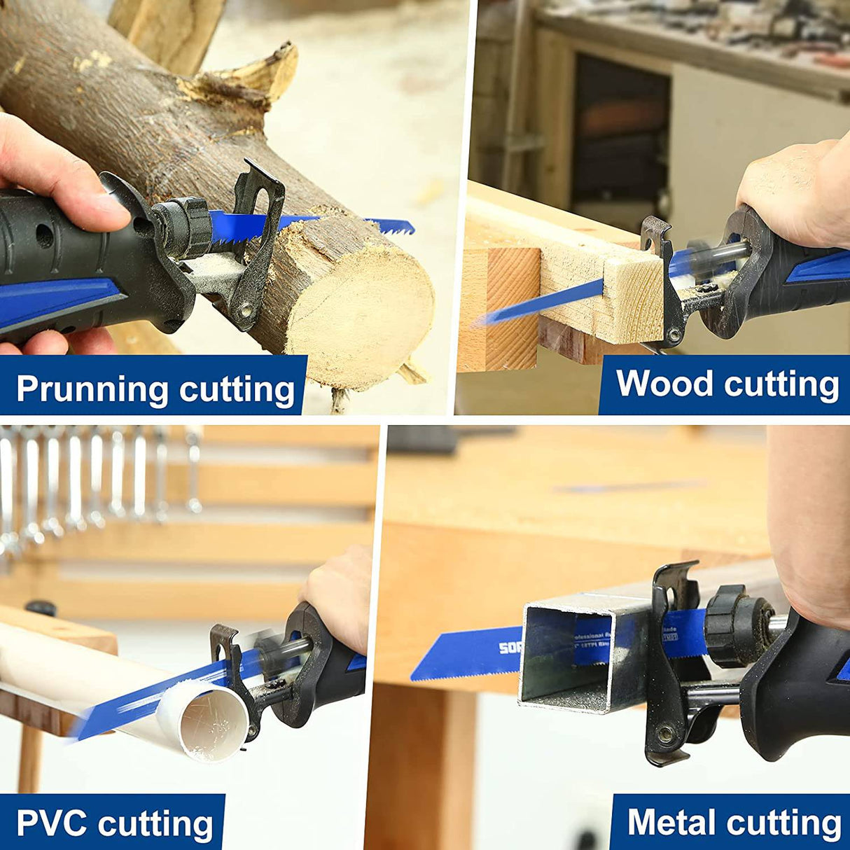 Sierra de sable SORAKO 20 V máx., con batería de 4,0 Ah y cargador, velocidad variable de 0-3000 SPM, con 2 cuchillas para corte de madera y metal - DIGVICE MX