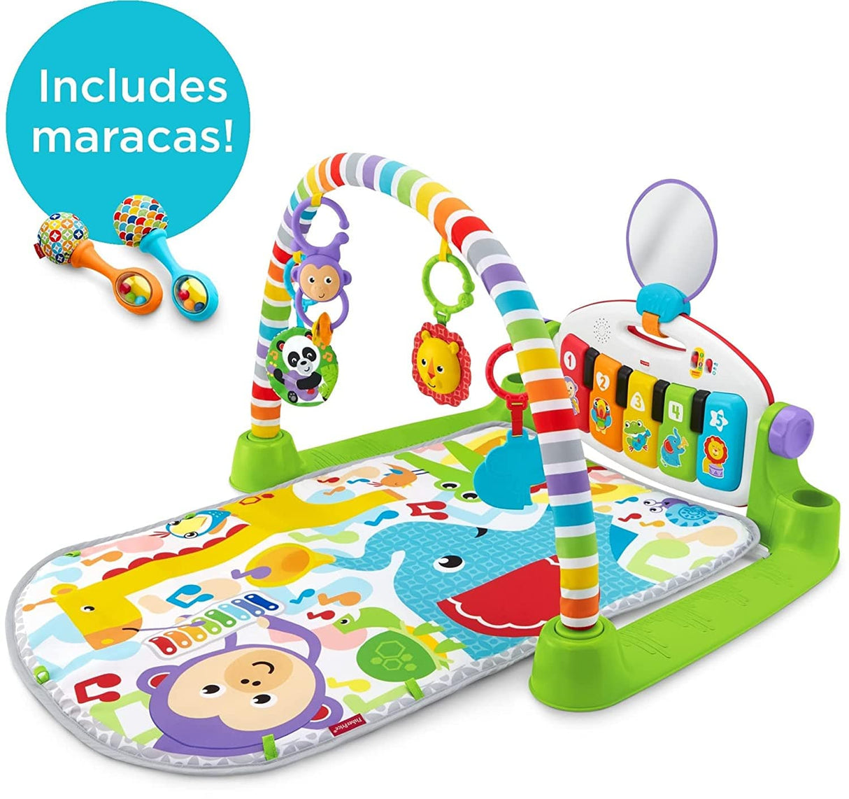 Fisher-Price Deluxe Kick & Play Piano Gimnasio y maracas - DIGVICE MX