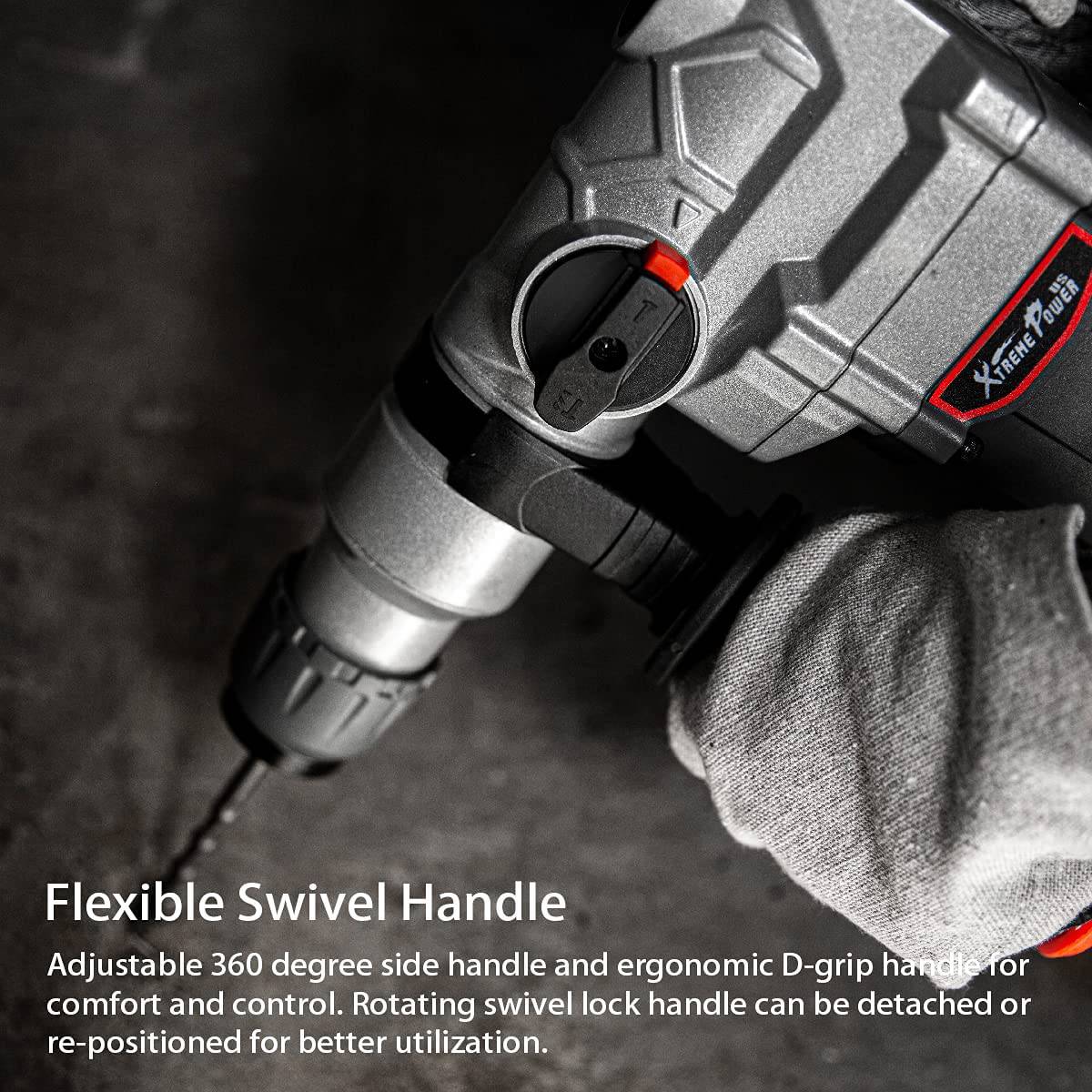 XtremepowerUS Martillo giratorio eléctrico de lujo de 1200 W SDS Plus taladro giratorio mango ajustable broca plana con estuche de transporte - DIGVICE MX