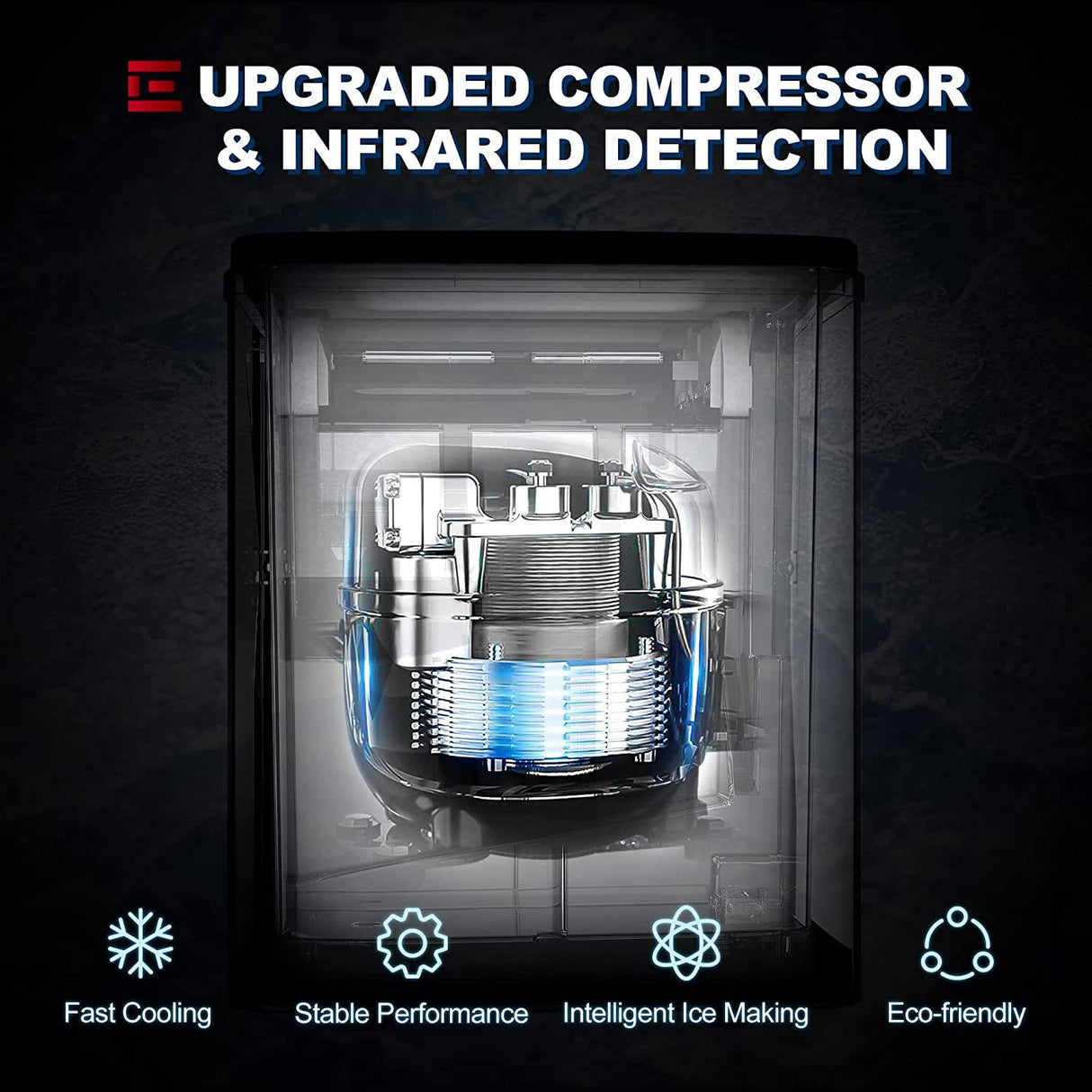 Euhomy Ice Maker Machine Countertop, 26 lbs/24H, 9 cubos listos en 6 minutos, máquina de hielo eléctrica autolimpiante, máquina de hielo portátil compacta con pala de hielo y cesta - DIGVICE MX