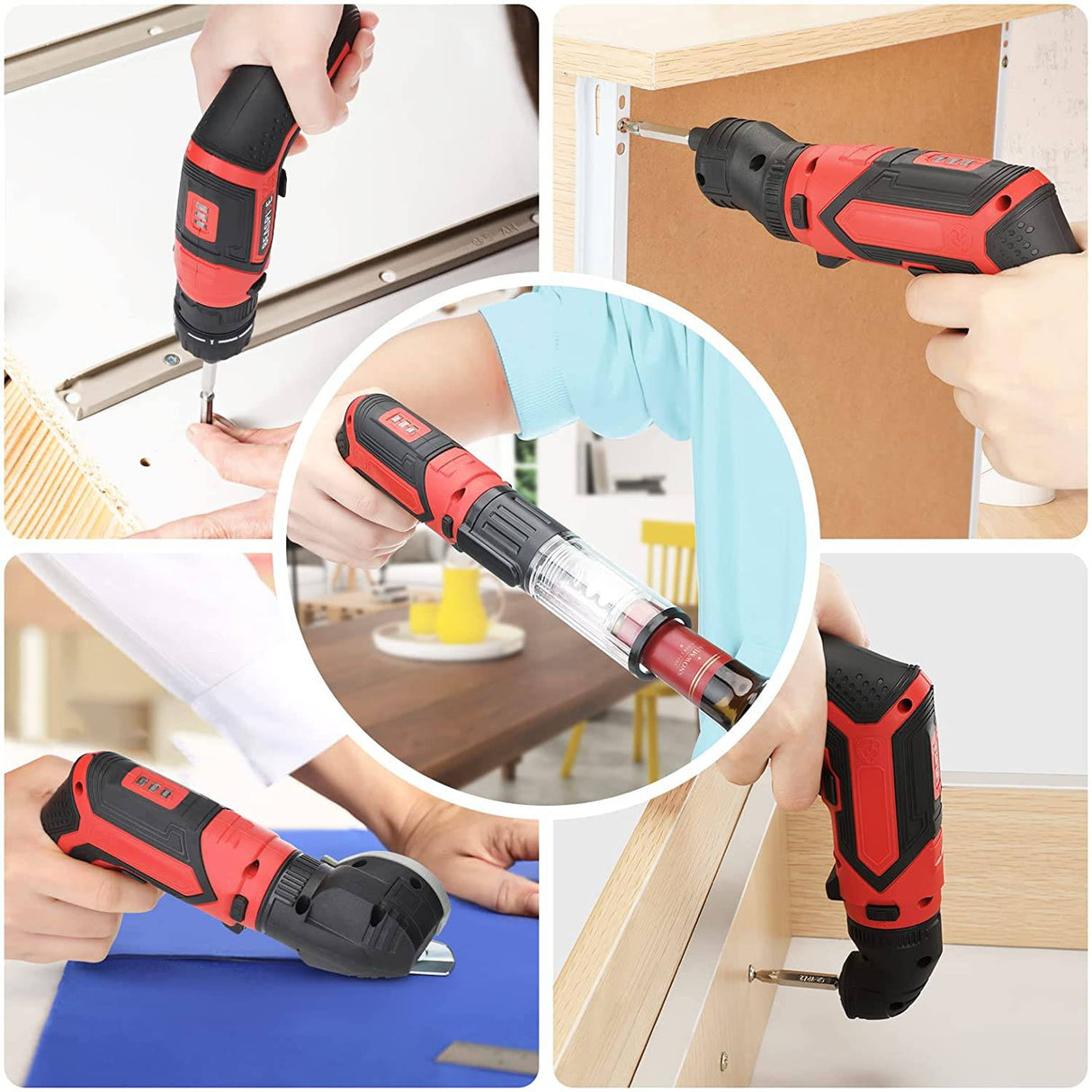 Beaspire Kit de destornillador inalámbrico multifunción 5 en 1, destornillador eléctrico magnético recargable eléctrico de 4 V 1,5 Ah, con 26 puntas de destornillador y extensión de broca, accesorio y bolsa de transporte - DIGVICE MX