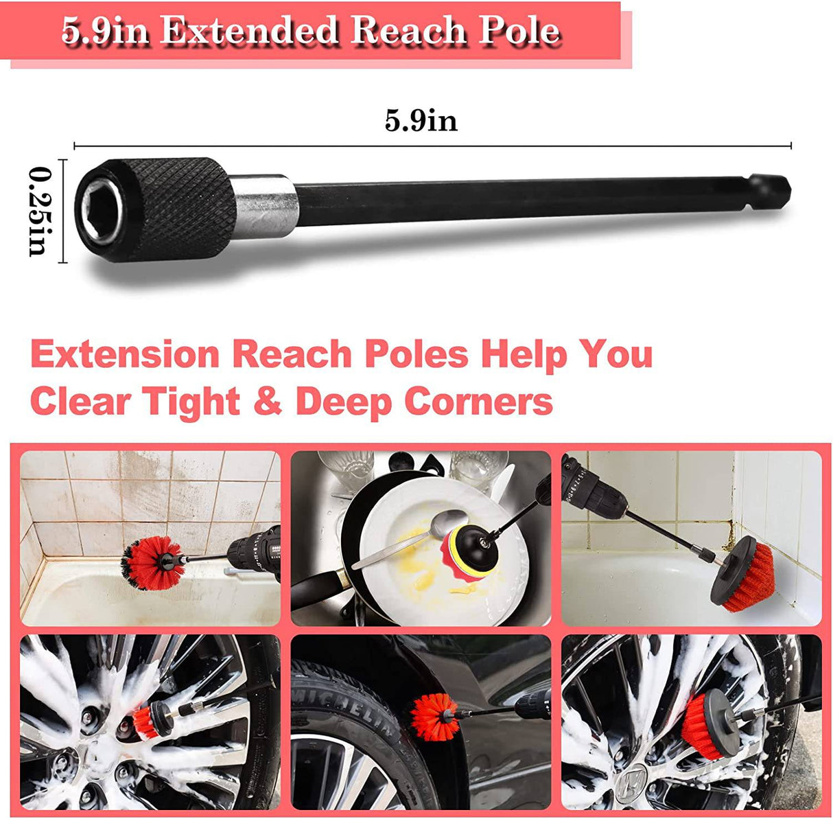 NIKCOSMK - 24PCS Car Detailing Brush Set, Car Detailing kit, Auto Detailing Drill Brush Set, Car Detailing Brushes, Car Wash Kit con Gel de limpieza,