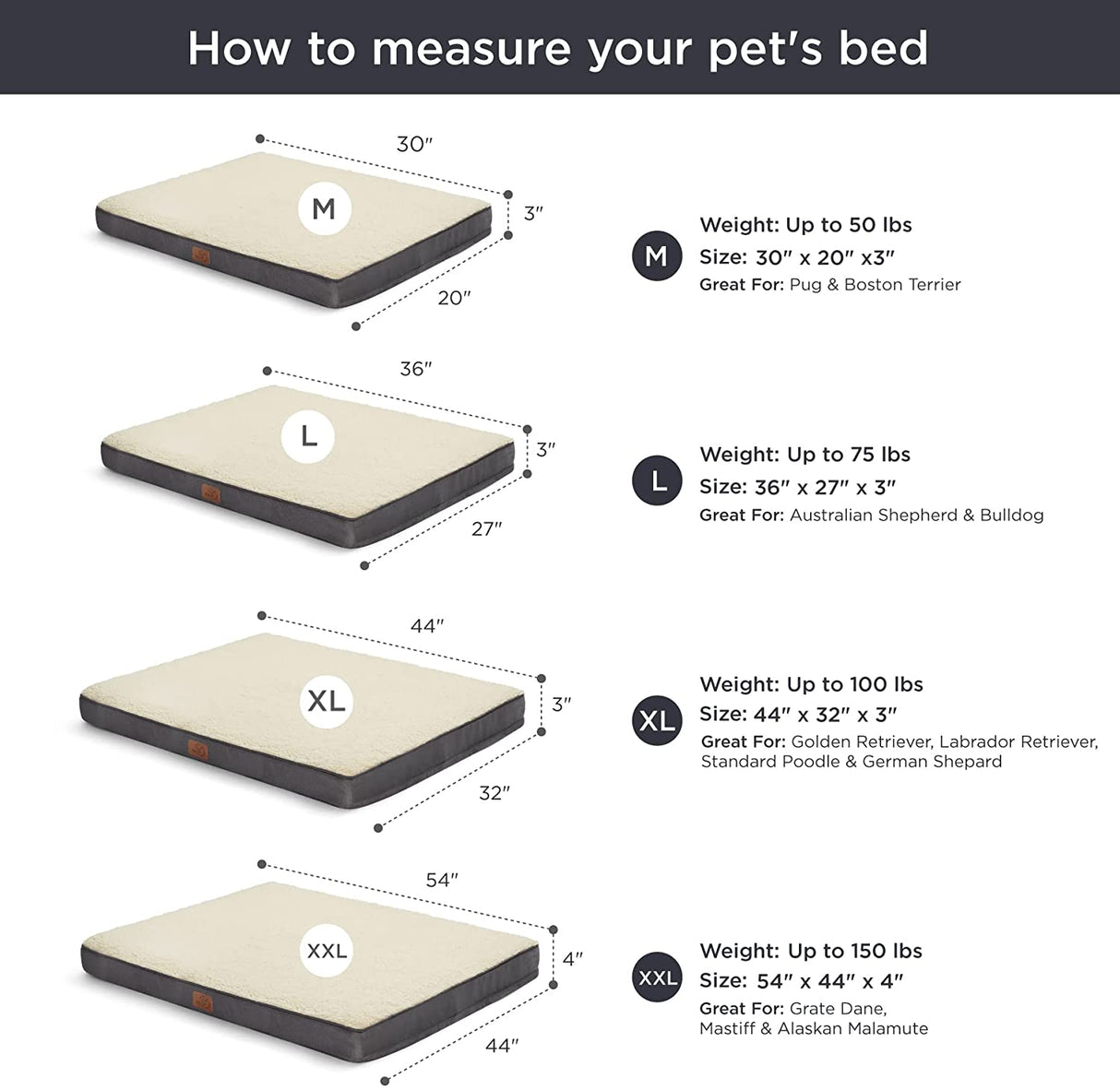 Bedsure - Cama ortopédica grande de espuma para perros, espuma ortopédica para huevos con funda extraíble y lavable, alfombrilla para mascotas resistente al agua - DIGVICE MX