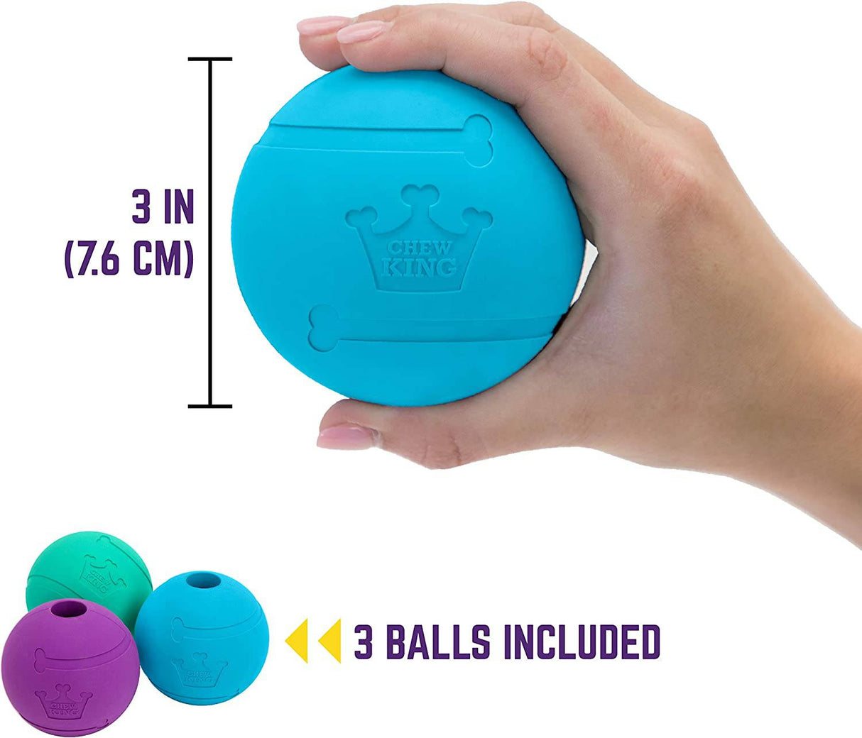 Chew King Fetch Balls Pelotas para perros 3 pack - DIGVICE MX