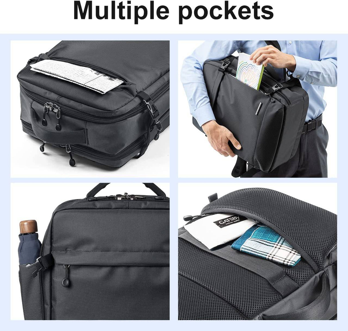 SANWA Mochila para computadora portátil de 15,6 pulgadas con puerto de carga USB, resistente al agua, maletines de negocios antirrobo, bolso de hombro, compatible con MacBook Dell Notebook