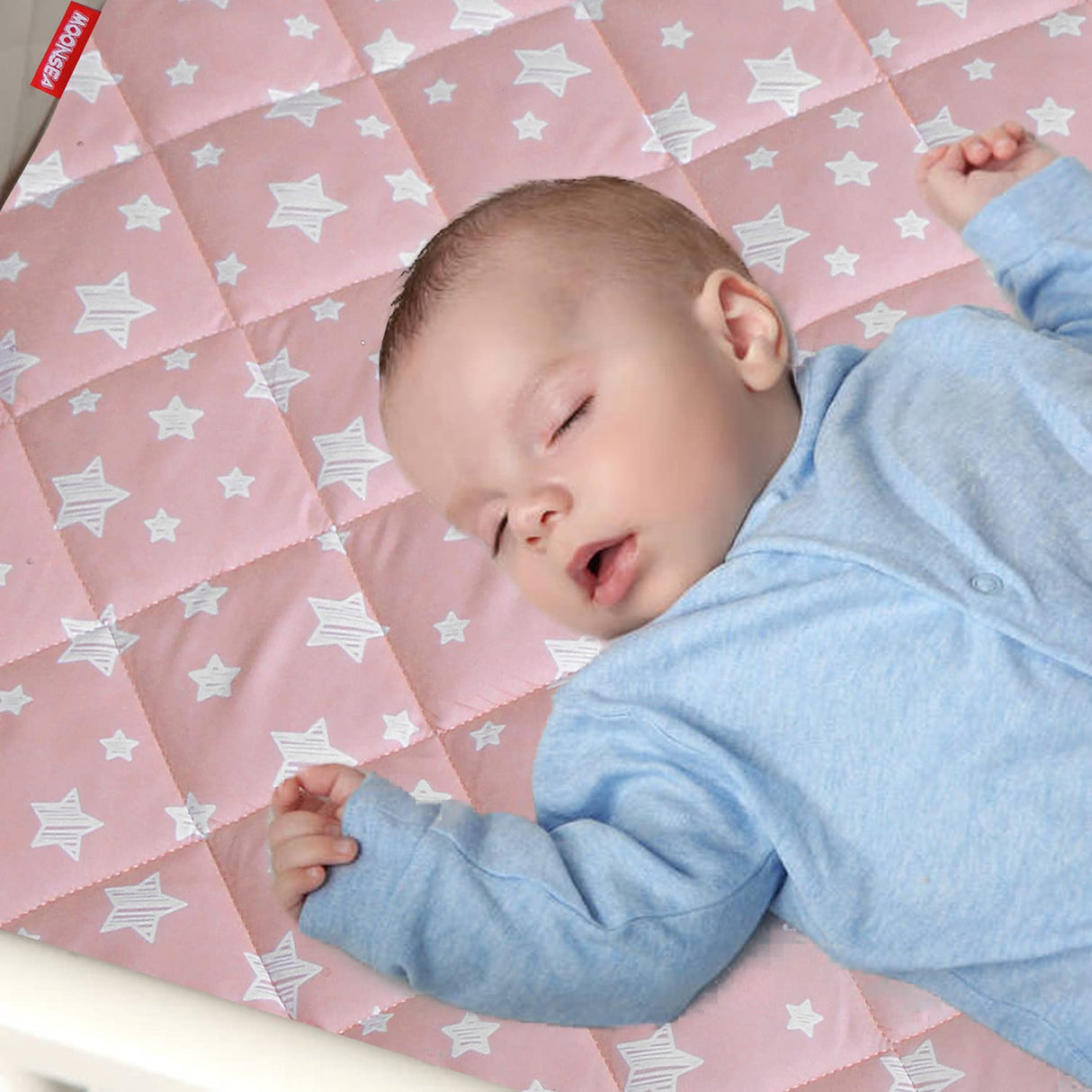 MOONSEA - Funda para colchón Pack and Play, sábanas acolchadas ajustables para niña, sábanas suaves y transpirables para parque de juegos de 39 x 27 x 5 pulgadas, se adapta a Graco Play Yards y colchón plegable (estrella rosa) - DIGVICE MX