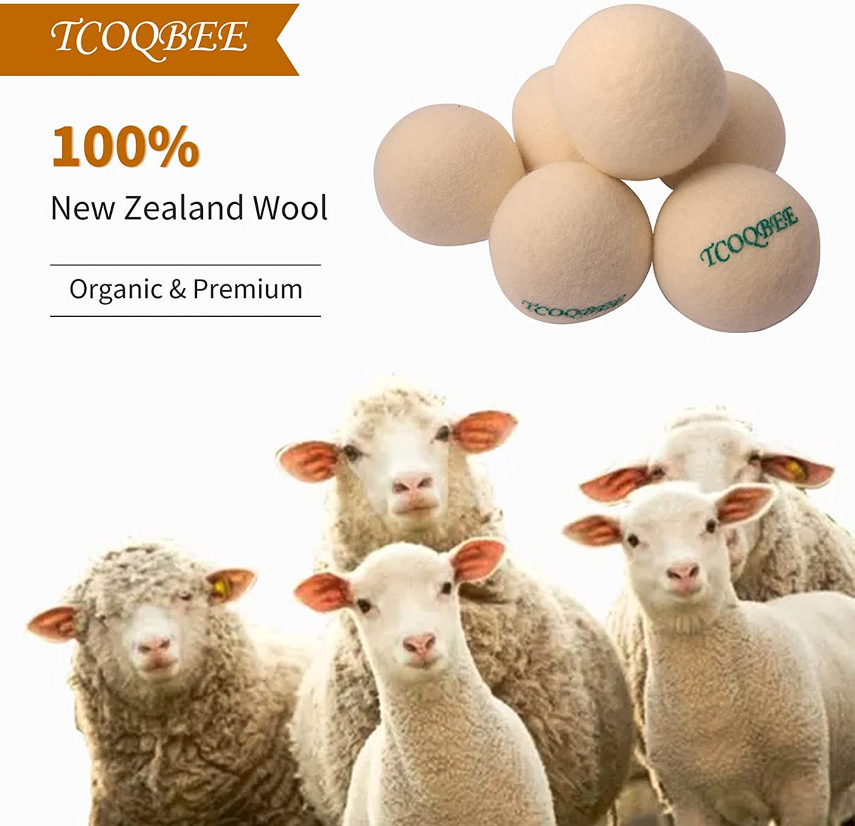 TCOQBEE Bolas de lana reutilizables para secadora Organic XL, paquete de 6, 100 % lana orgánica premium de Nueva Zelanda, suavizante de telas naturales para la ropa, acelera el tiempo de secado, reduce los costos de energía - DIGVICE MX