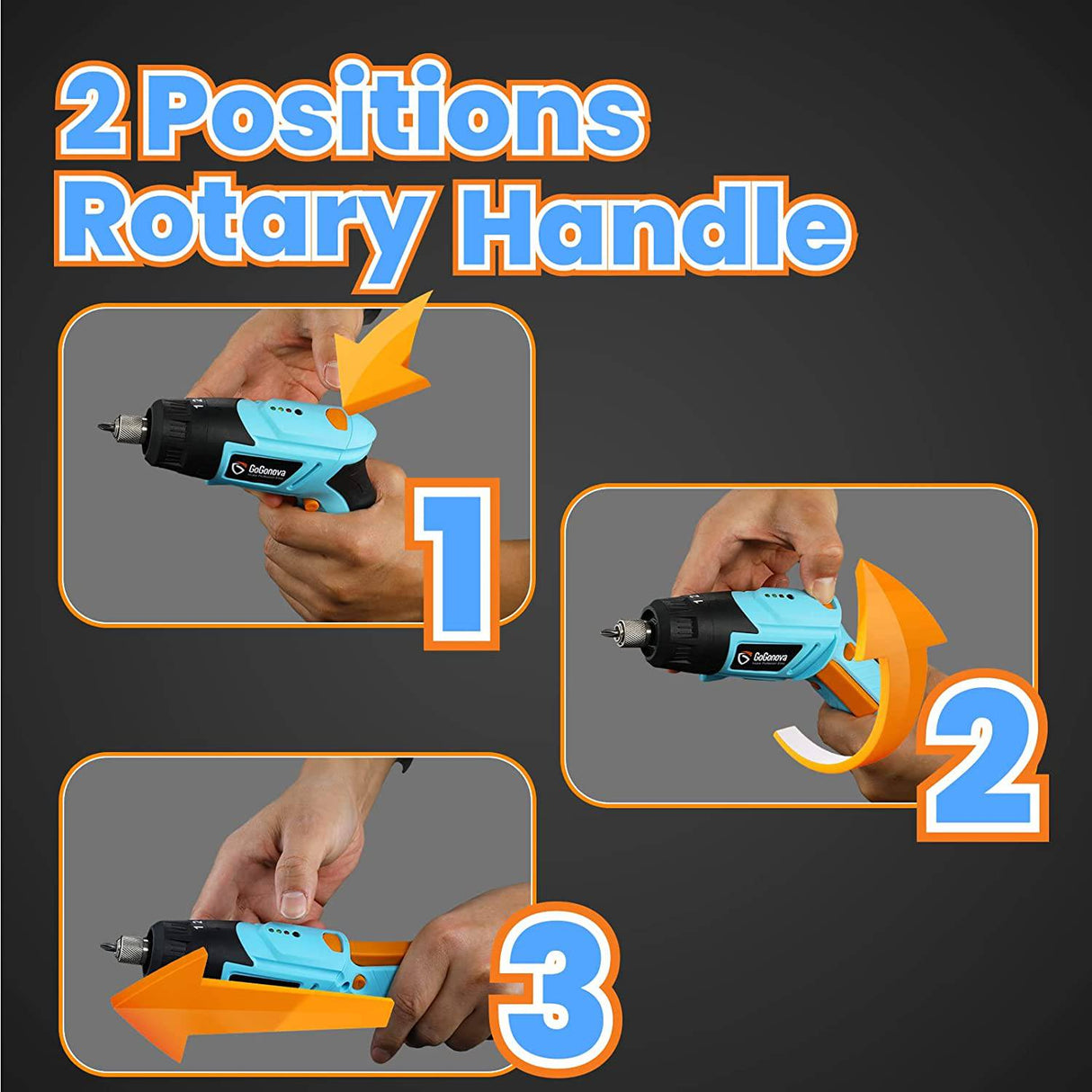 Destornillador inalámbrico de 4 V, destornillador eléctrico giratorio GoGonova de 2 Ah con 10+1 ajustes de par, kit de pistola de tornillo recargable con 54 accesorios que incluyen eje flexible, collar autoblocante, luz LED - DIGVICE MX