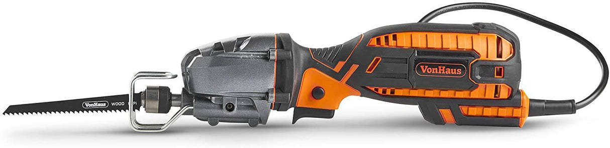 VonHaus - Juego de sierra recíproca compacta de 5 amperios Sierra eléctrica con 8 hojas, longitud de carrera de ½", máx. Capacidad de corte de 4½”, 3000SPM y cable de 16 pies, para bricolaje, corte de madera y corte de metal - DIGVICE MX