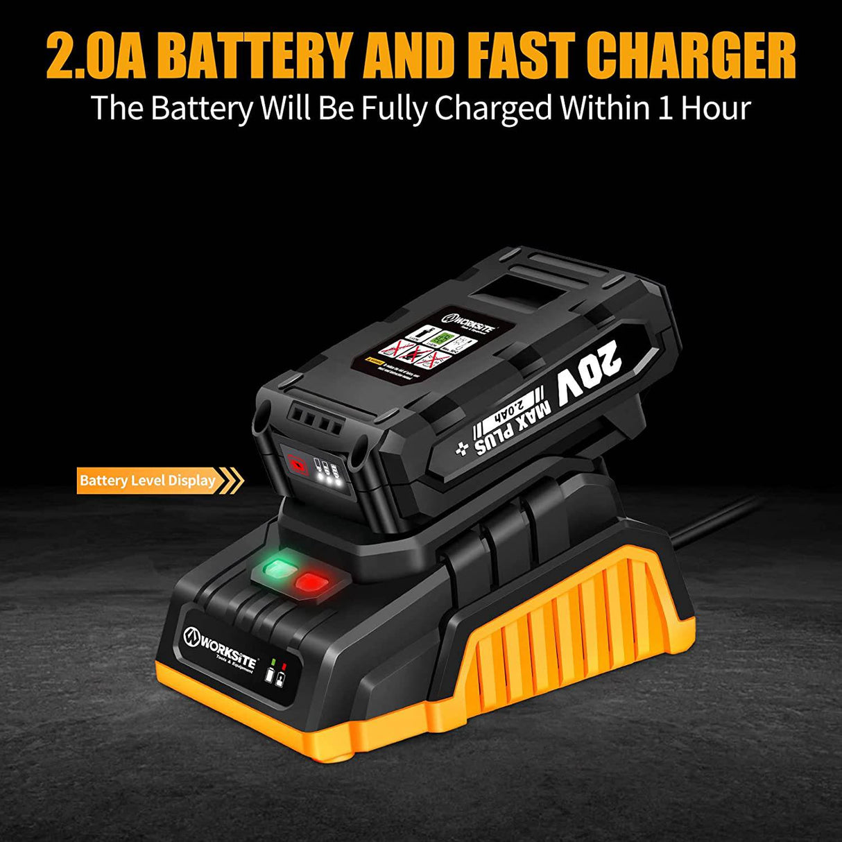 Sierra de calar inalámbrica WORKSITE, sierra de calar de 20 V con batería de 2,0 A y cargador rápido de 1 hora, velocidad ajustable de 0 a 3000 SPM, corte biselado de ±45°, 10 cuchillas para carpintería - DIGVICE MX