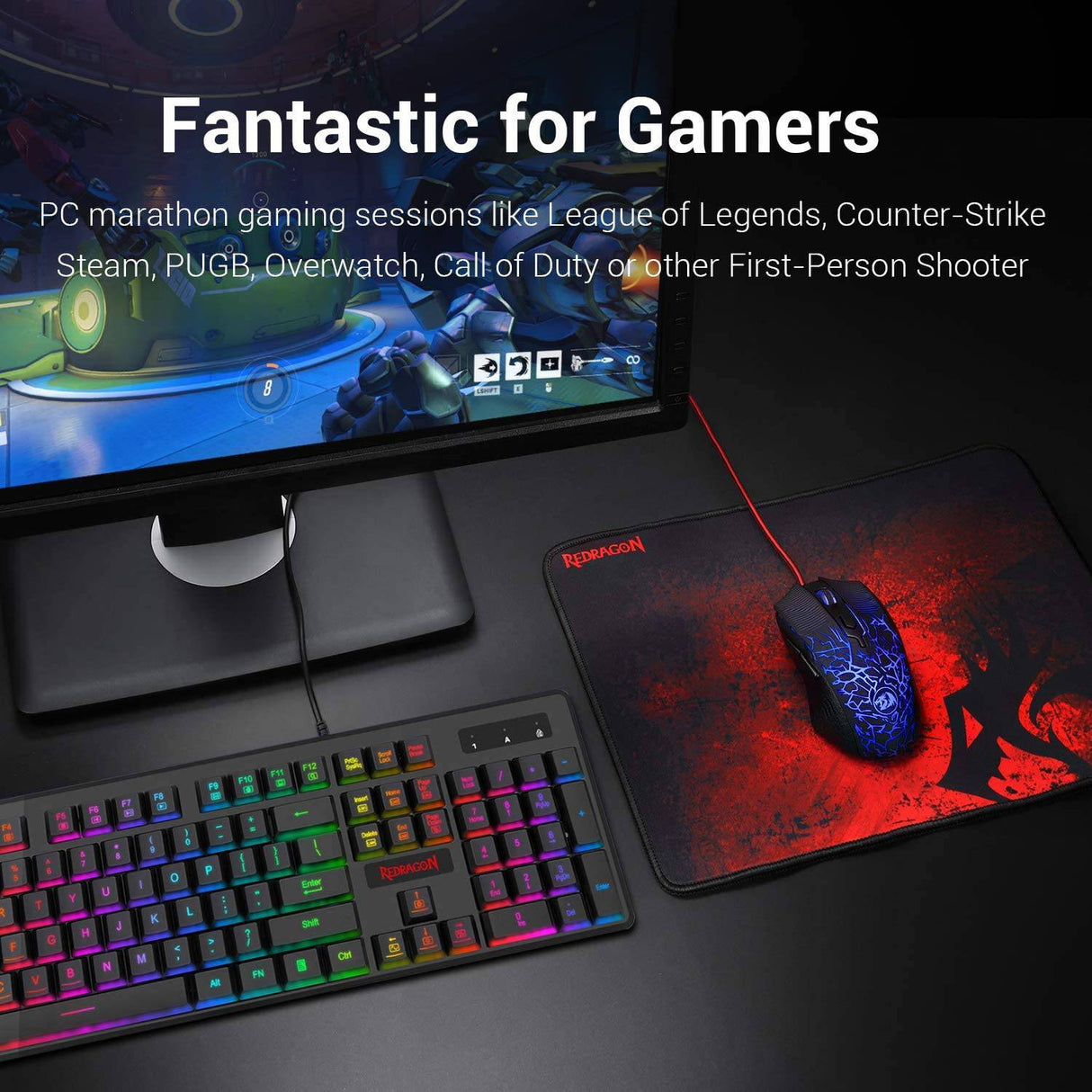 Redragon S107 - Combo de teclado y mouse para juegos