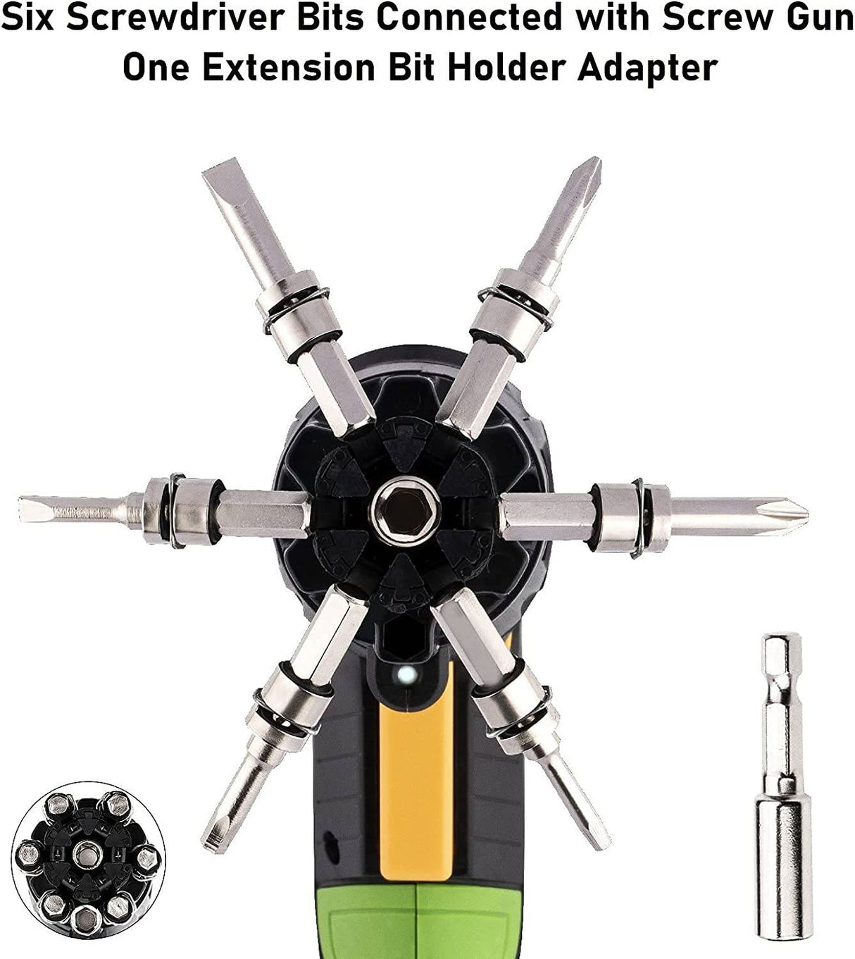 Destornillador eléctrico Decare, pistola de tornillo eléctrica inalámbrica recargable de 3,6 V con 6 uds. Bits, 1 Uds. Adaptador de extensión y luz LED - DIGVICE MX