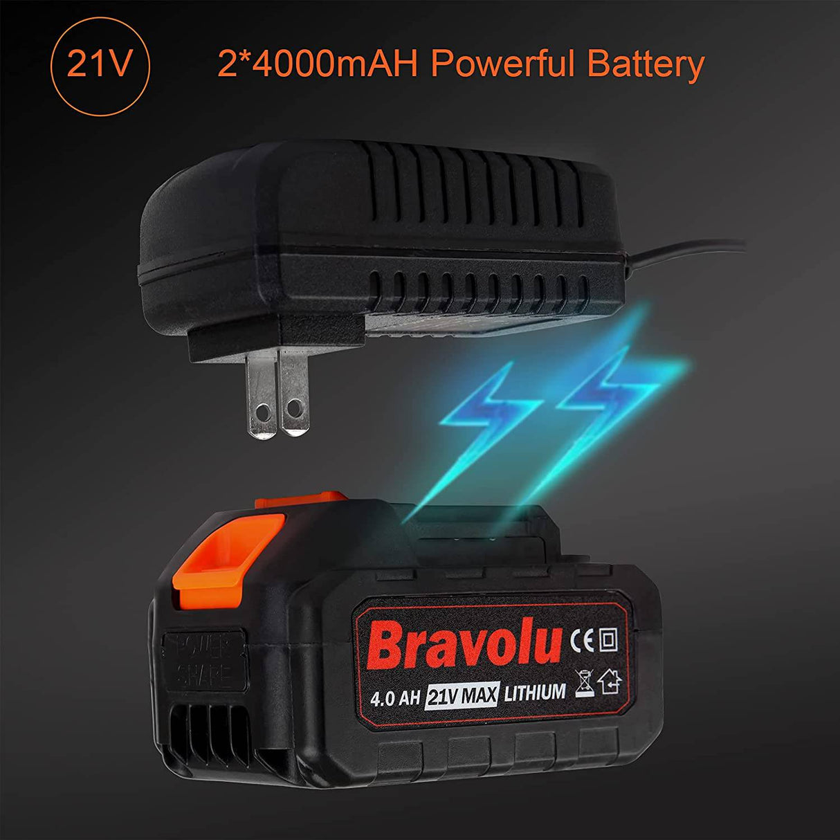 Taladro percutor inalámbrico, Bravolu Brushless 21V 1 pulgada SDS Plus Taladro percutor con 2 baterías de 4.0Ah y cargador rápido, 4 modos y velocidad variable, mango ajustable - DIGVICE MX