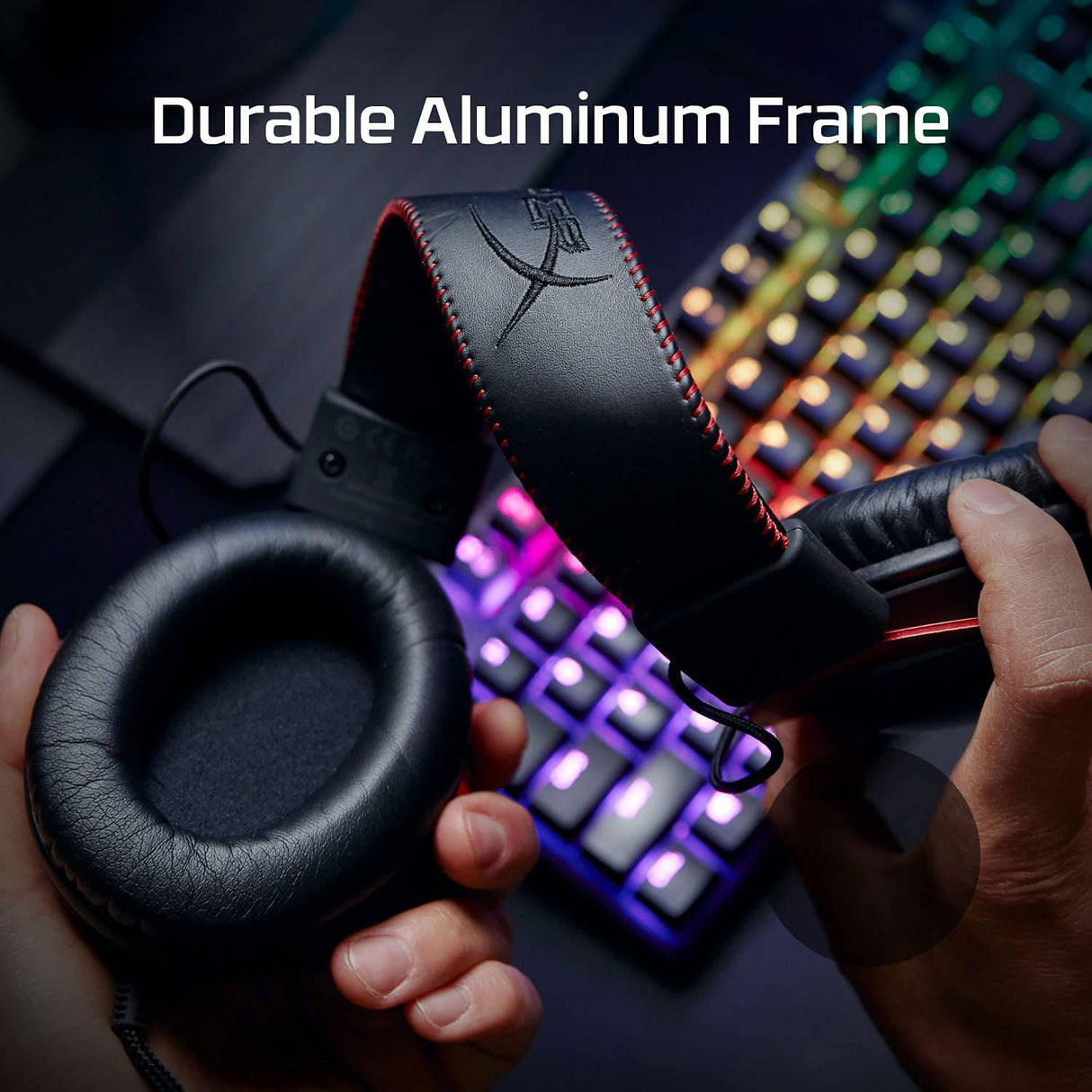 HyperX Cloud II - Auriculares para juegos, sonido envolvente 7.1, almohadillas de espuma viscoelástica, marco de aluminio duradero, micrófono desmontable, funciona con PC, PS5, PS4, Xbox Series X|S, Xbox One - Rojo