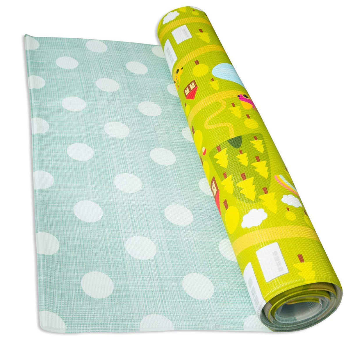 Baby Care Play Mat - Playful Collection - Play Mat para bebés - Alfombra no tóxica para bebés - Tapete acolchado para bebés Tapete impermeable - Tapete reversible (Grande, Country Town - Azul) - DIGVICE MX