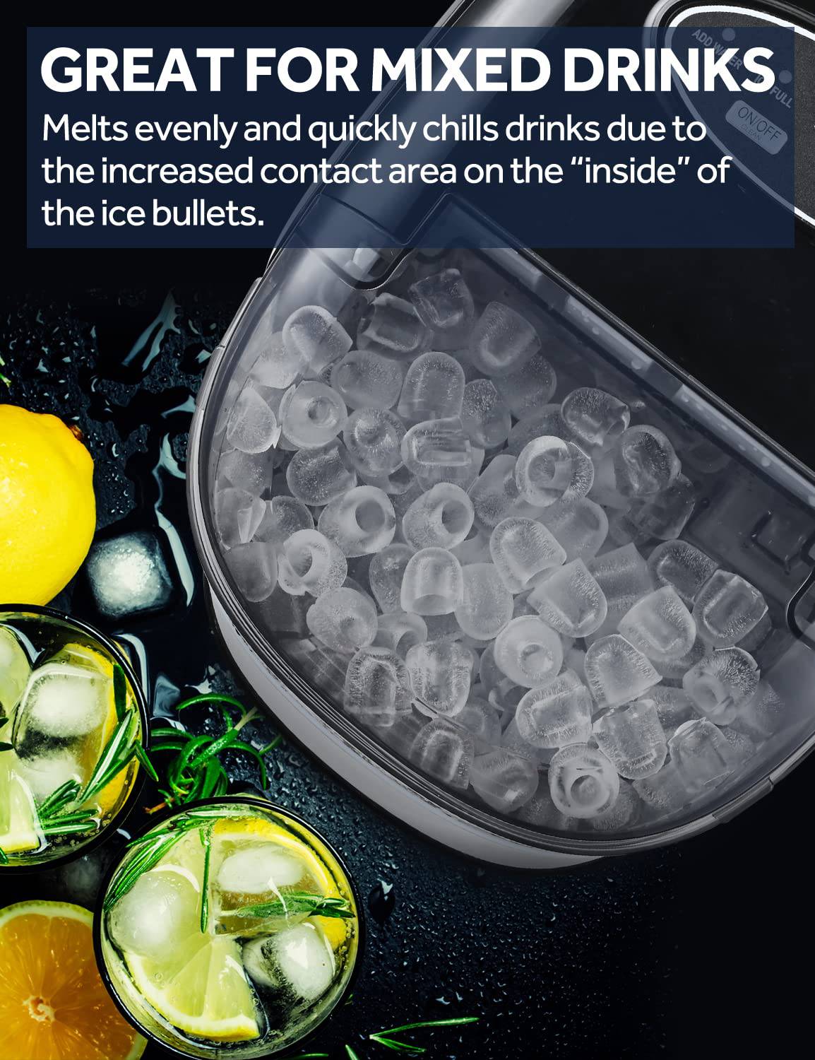 FREE VILLAGE - Máquina para hacer hielo para encimera, función de autolimpieza, portátil de 26 libras/24 horas, 9 hielo listo en 6 minutos, compacta con cuchara para hielo y cesta - DIGVICE MX