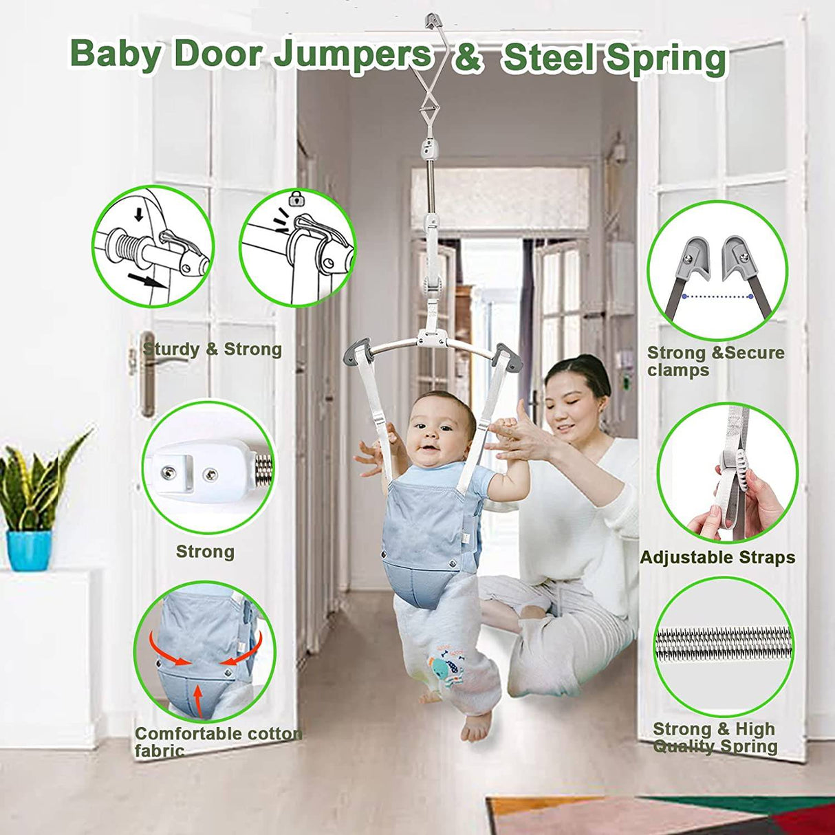HI SUYI - Juego de ejercitador para puerta de bebé con abrazadera para puerta, correa ajustable para bebés de 6 a 24 meses… - DIGVICE MX