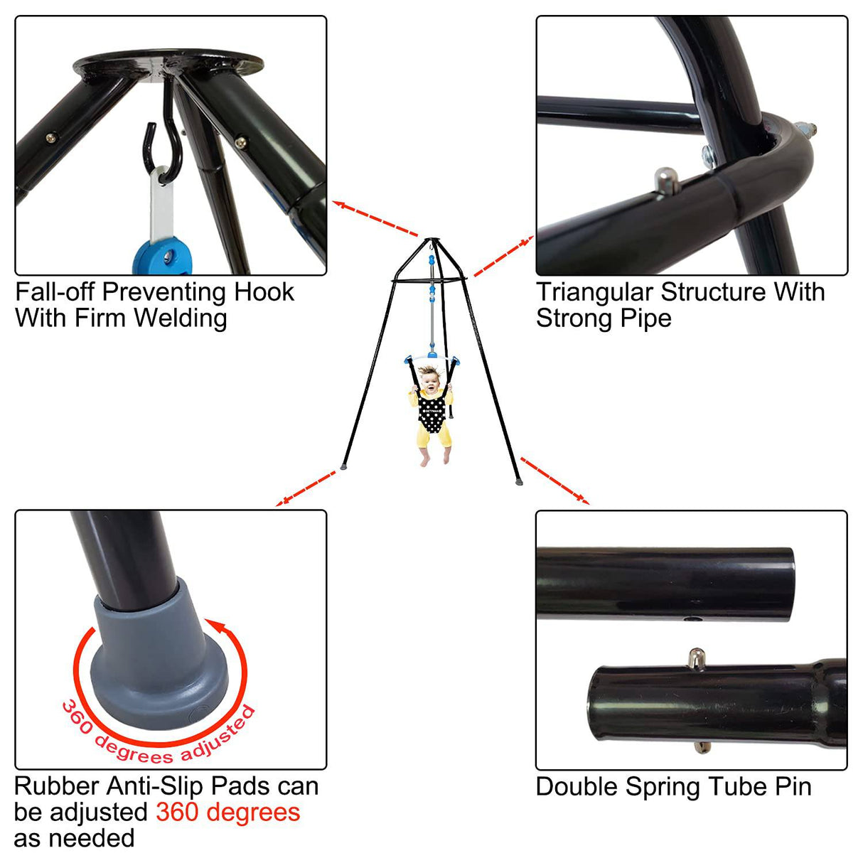 BETYMAN - Baby Jumper con soporte, Baby Bouncer Bumper Jumper Juego de ejercicios de fácil configuración para bebés activos a los que les encanta saltar y divertirse, adecuado para interiores y exteriores - DIGVICE MX