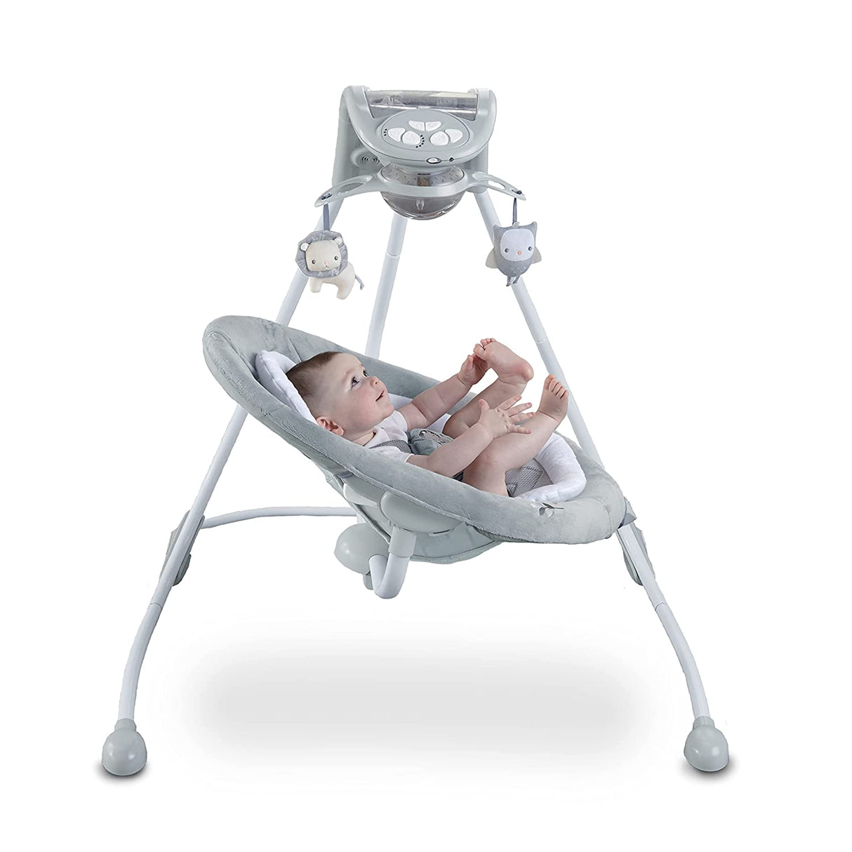 Ingenuity InLighten Baby Swing - Tela de malla fresca, vibraciones, asiento giratorio para bebés, sonidos de la naturaleza, móvil motorizado iluminado - Braden - DIGVICE MX