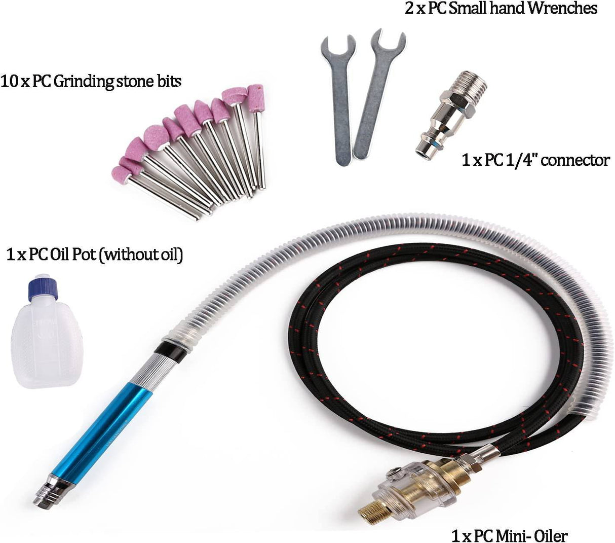 Valianto 1/8" (3 mm) Micro amoladora de aire, amoladora neumática tipo lápiz, velocidad libre de 58000 RPM - DIGVICE MX