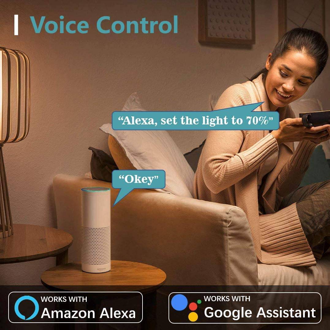 FOSMART - Bombilla inteligente con luz blanca suave, 16 millones de bombillas RGB que cambian de color regulables, funciona con Alexa, Google Home, E26 7,5 W (equivalente a 60 W), solo WiFi de 2,4 GHz, no requiere concentrador (4 unidades) - DIGVICE MX