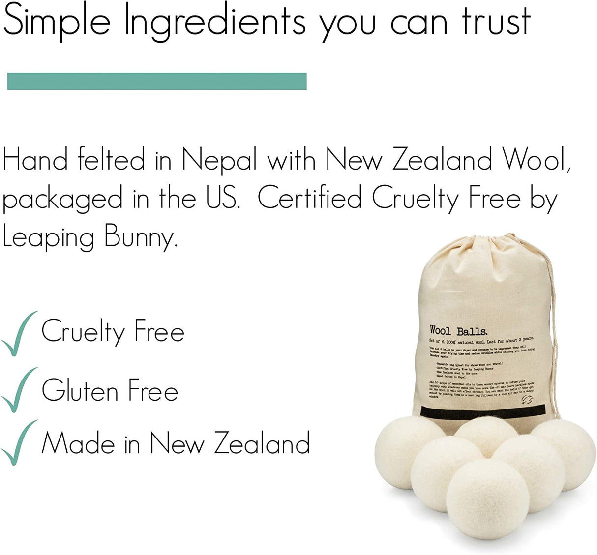 Molly's Suds Bolas para secadora de lana | XL, suavizante de telas orgánico premium, hipoalergénico, afieltrado a mano, reutilizable, reduce el tiempo de secado | Blanco, Juego de 6 - DIGVICE MX