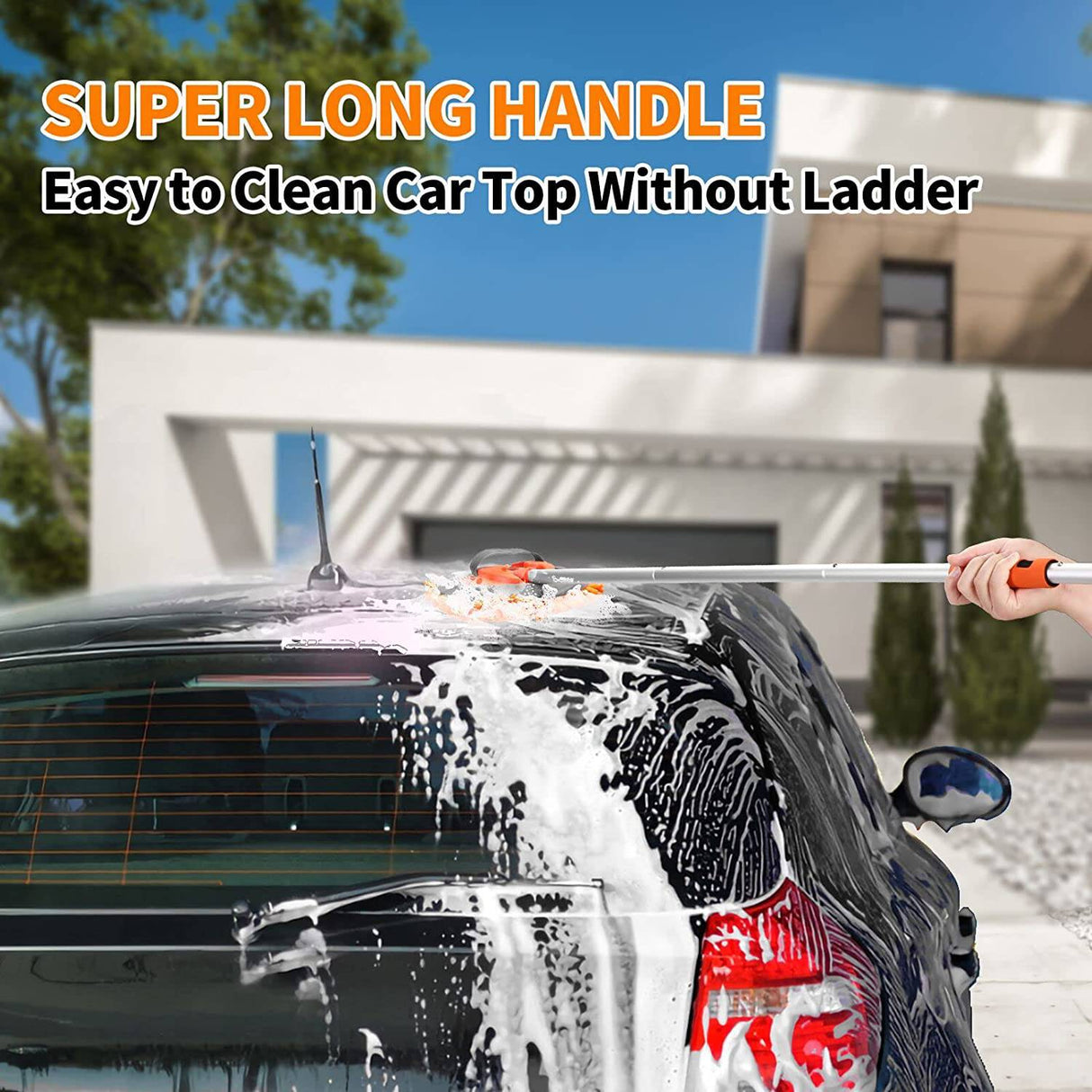 Lsyomne - Cepillo de lavado de autos de 62 pulgadas con mango largo para lavado de autos, manopla de microfibra de chenilla, kits de limpieza de cepillos de lavado de autos,