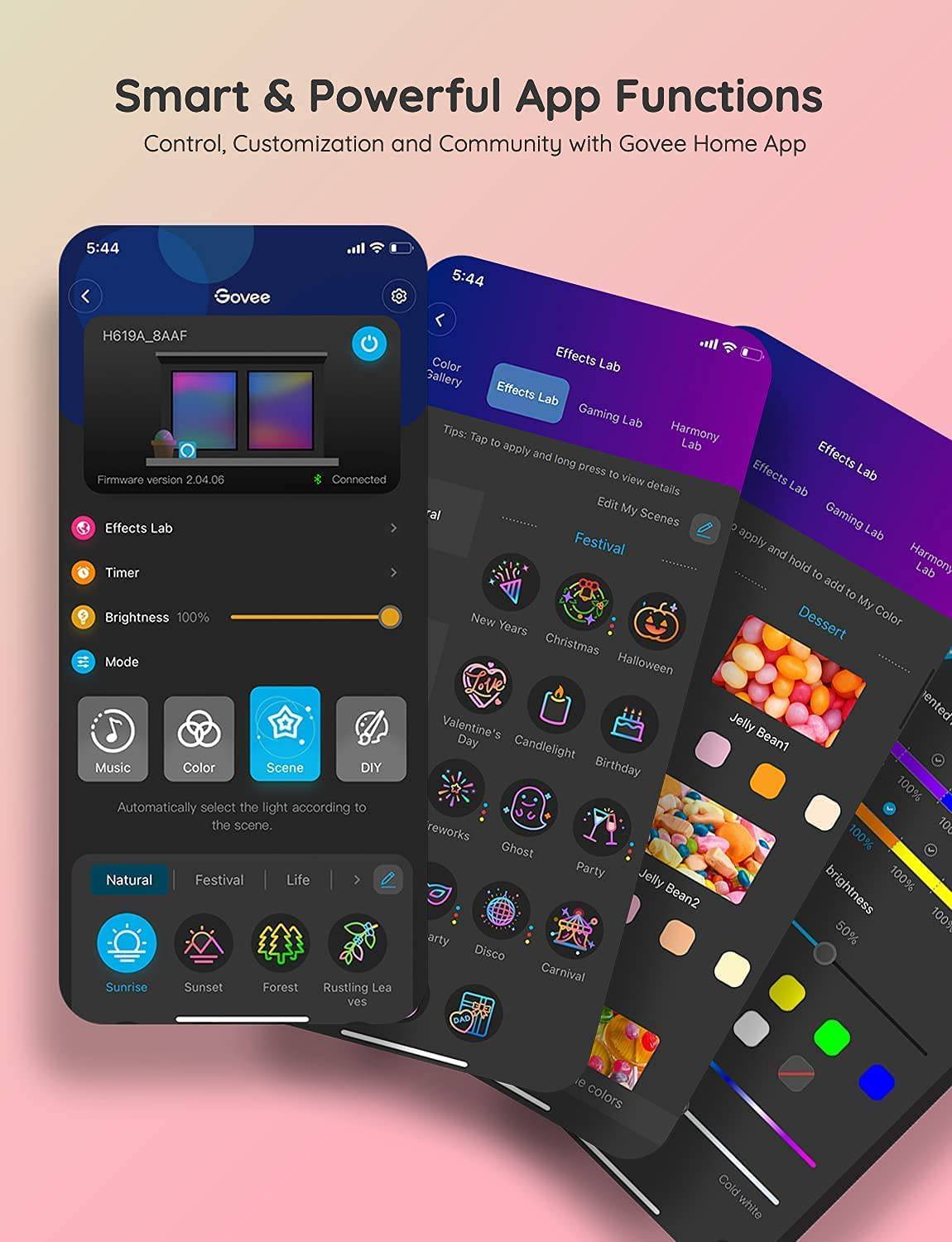 MINGER RGBIC - Tira de luces LED de 16.4 pies, luces LED que cambian de color con Bluetooth, control de aplicación segmentado, sincronización de música multicolor, modo de bricolaje para fiesta de Navidad, dormitorio, cocina, bar - DIGVICE MX