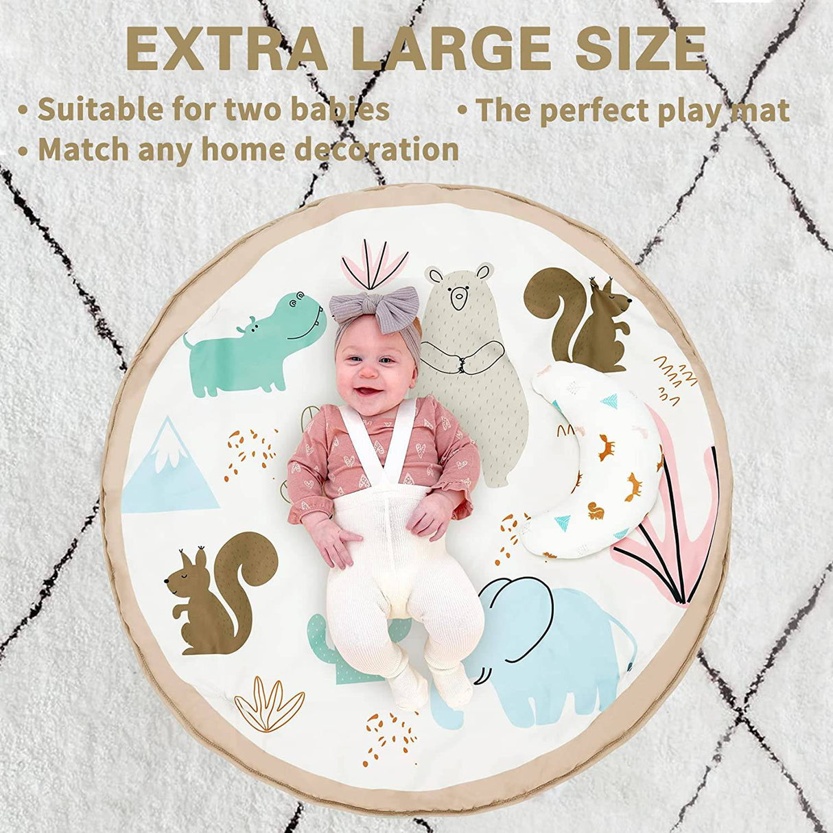 Chrisschirs - Centro de actividades de gimnasio para bebés lavable con alfombrilla de juego de animales, alfombrillas de juego de desarrollo temprano cognitivo, visual, auditivo, táctil, 6 juguetes para bebés y niños pequeños, más grande, antideslizante - DIGVICE MX