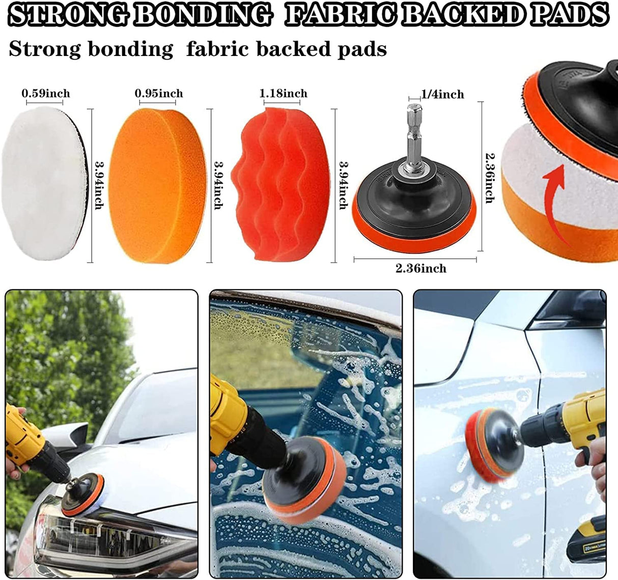 SVNEDI Kit de detalles de automóviles, juego de brochas de perforación para detalles de automóviles, paquete de 23 que incluye cepillos de perforación de automóviles, almohadillas de pulido, cepillos de detalles, manopla de lavado/esponja