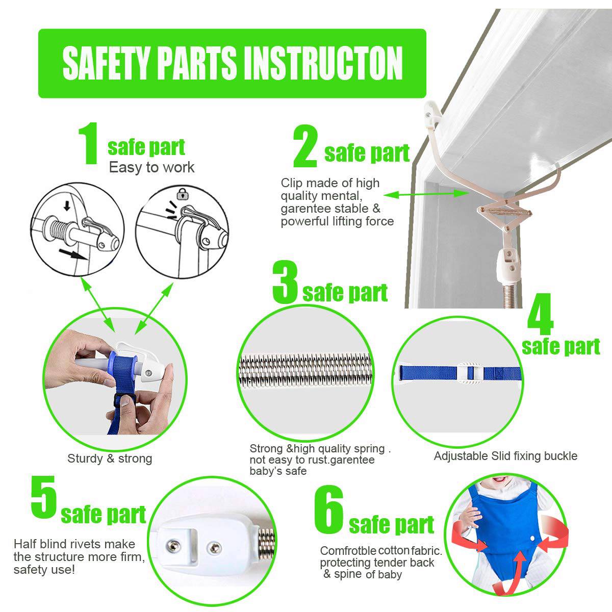 HI SUYI - Juego de ejercitador para puerta de bebé con abrazadera para puerta, correa ajustable para bebés de 6 a 24 meses… - DIGVICE MX