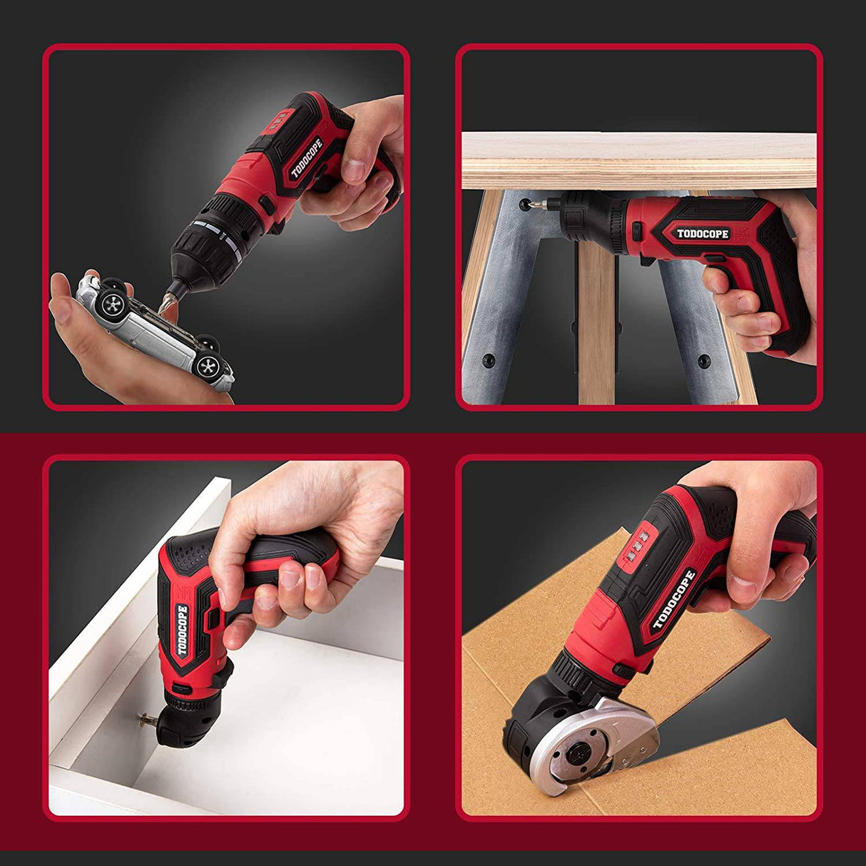 TODOCOPE Destornillador eléctrico 4 en 1 inalámbrico, 4V MAX 1500mAh Li-ion Destornillador inalámbrico recargable, con 4 accesorios multifunción y cargador - DIGVICE MX