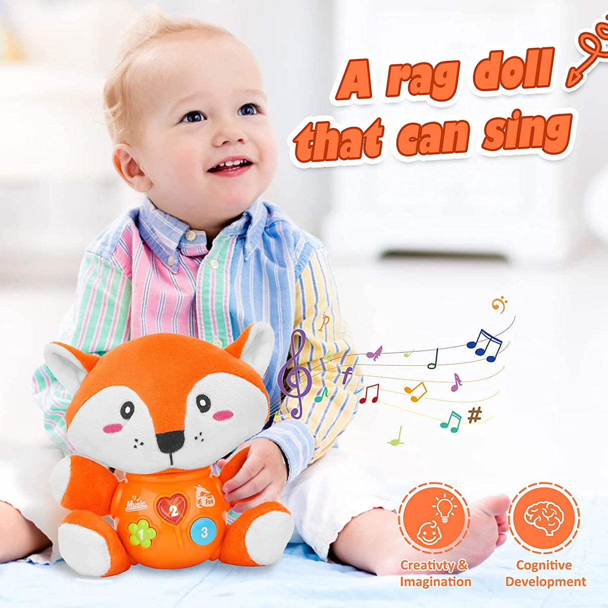 Daboot - Juguete musical para bebés, lindos juguetes de zorro para bebés - B091N8YRNF