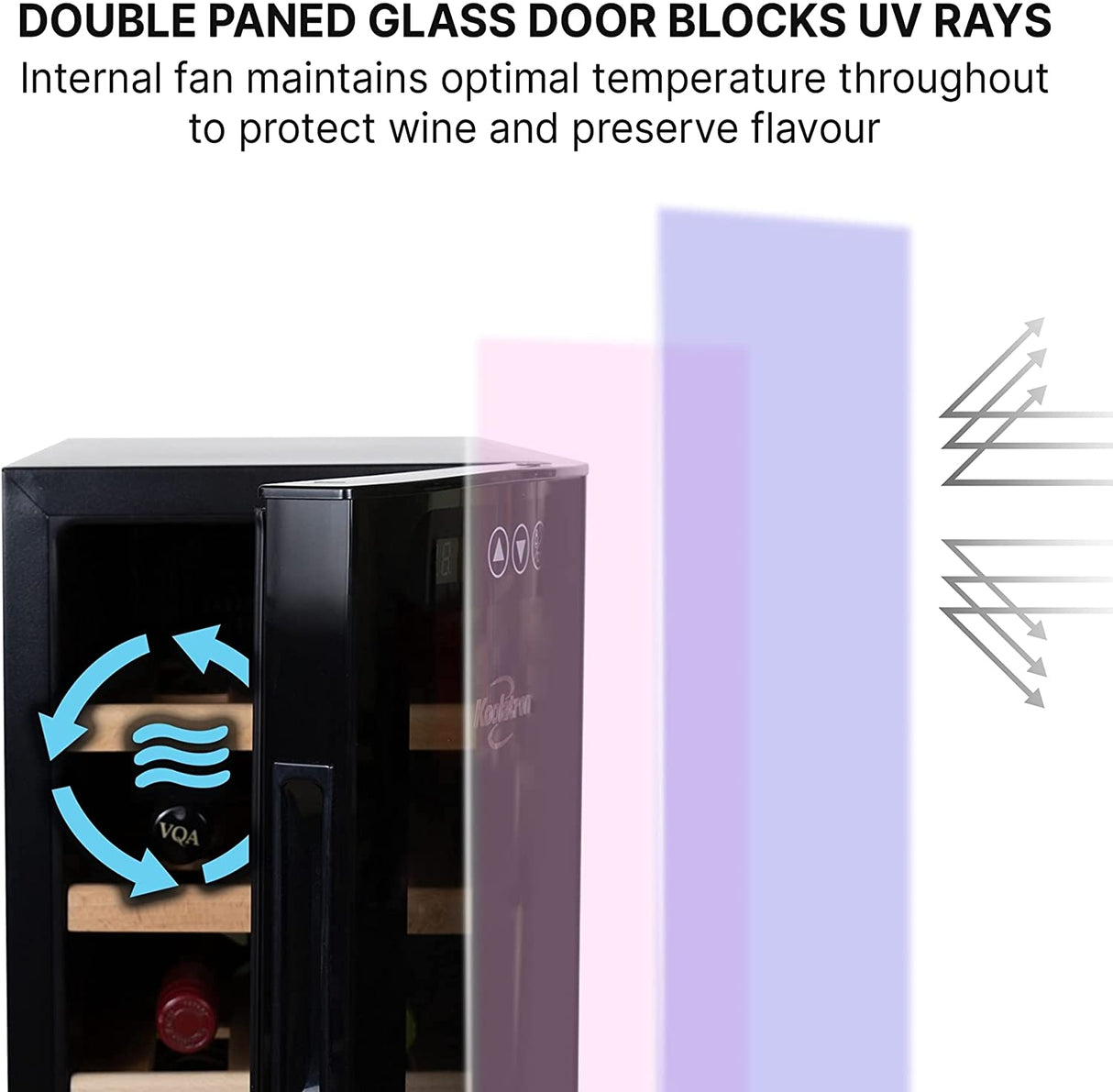 Koolatron Deluxe enfriador de vino para 12 botellas con estantes de madera de haya, negro, refrigerador termoeléctrico para vino, 1 cu. Refrigerador de vino independiente, almacenamiento de vino - DIGVICE MX