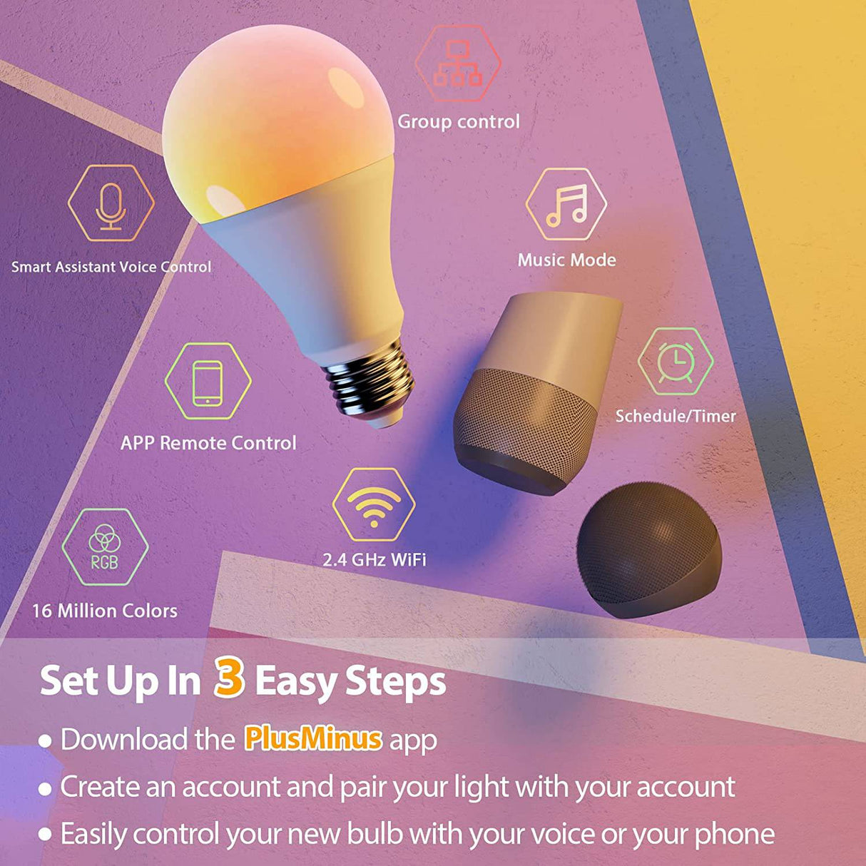 LUMIMAN - Bombillas de luz inteligente WiFi A19 Bombilla LED que cambia de color que funciona con Alexa Siri Google Home E26 2700K-6500K Bombilla de luces RGB regulable 800 lúmenes No requiere concentrador Paquete de 6 - DIGVICE MX