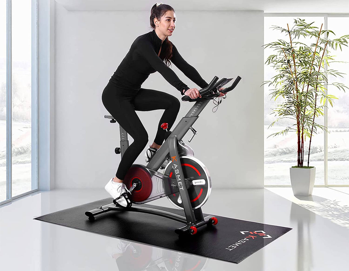 KASMET Tapete para caminadora para piso de madera dura, tapete de gimnasio antideslizante para cualquier equipo de ejercicio en el hogar, tapetes para bicicleta de ejercicio, (XL-96.46x37.8x0.24 in)