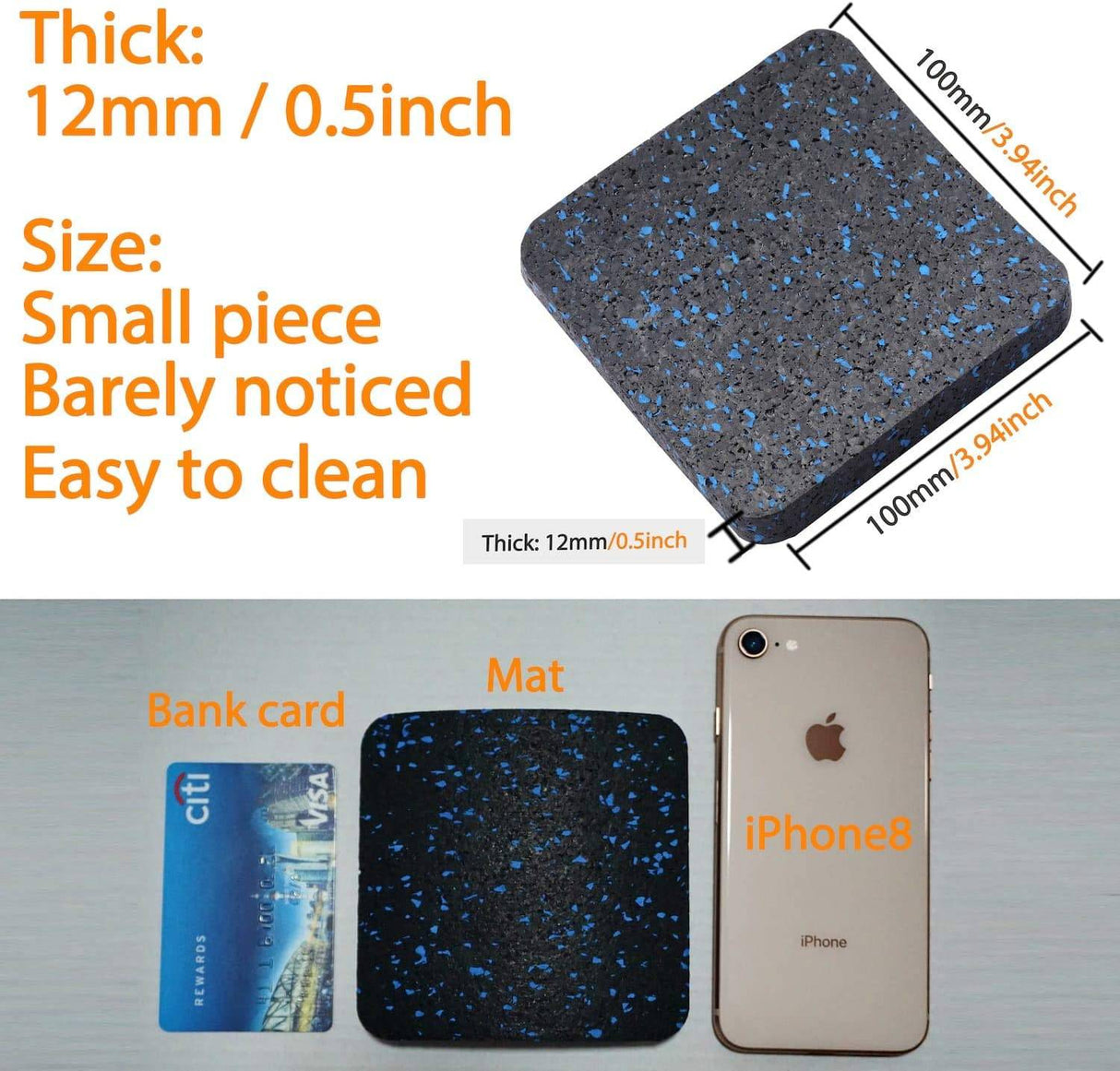 BestXD tapete para cinta de correr, tapete para equipo de ejercicio con goma de alta densidad (3.94 x 3.94 x 0.5 pulgadas) 6 piezas.