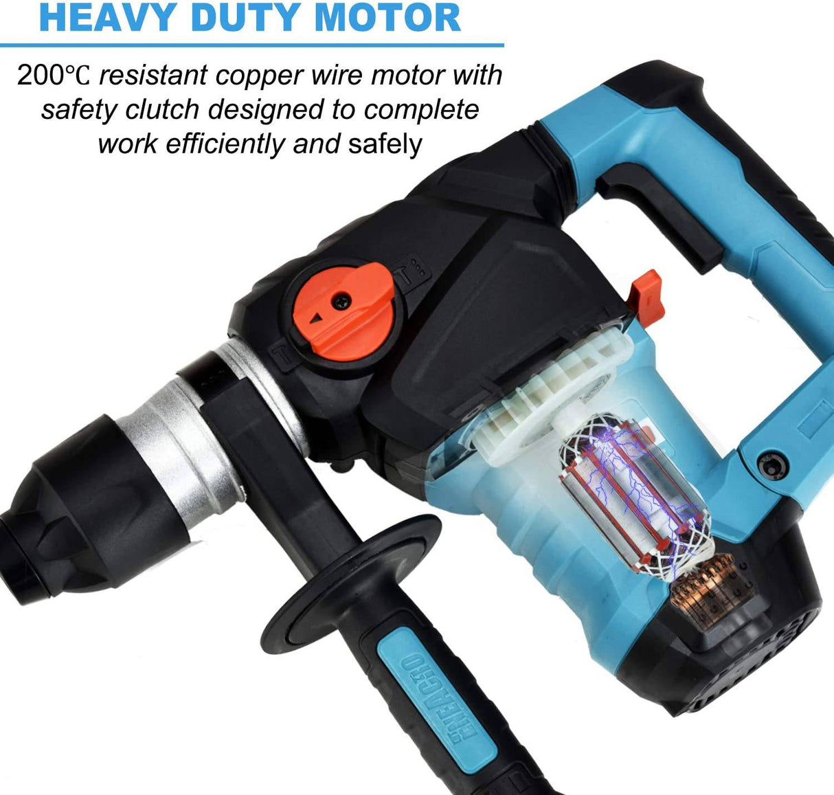 ENEACRO Taladro de martillo giratorio de 1-1/4 pulgadas SDS-Plus de 12.5 amperios, embrague de seguridad 3 funciones con control de vibración incluyendo grasa, cinceles y brocas con estuche - DIGVICE MX