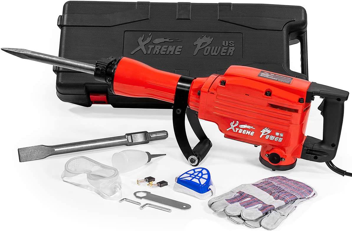 XtremepowerUS - Martillo neumático de demolición pesado 2200 vatios, rompedor de hormigón, con estuche, guantes - DIGVICE MX