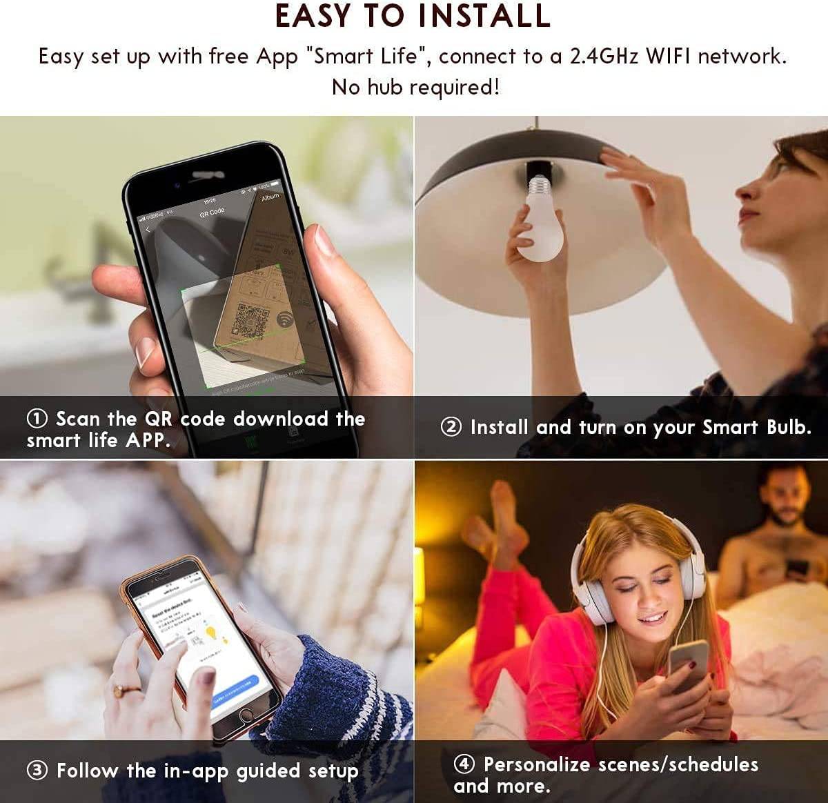 Minoston Bombilla inteligente, bombilla LED Alexa WiFi, cambio de color A19 RGBCW, 2700K-6500K multicolor regulable, funciona con Alexa y Google Assistant, 2,4 GHz, 800 lm, 9 W, E26, no requiere concentrador (MB10TW) - DIGVICE MX