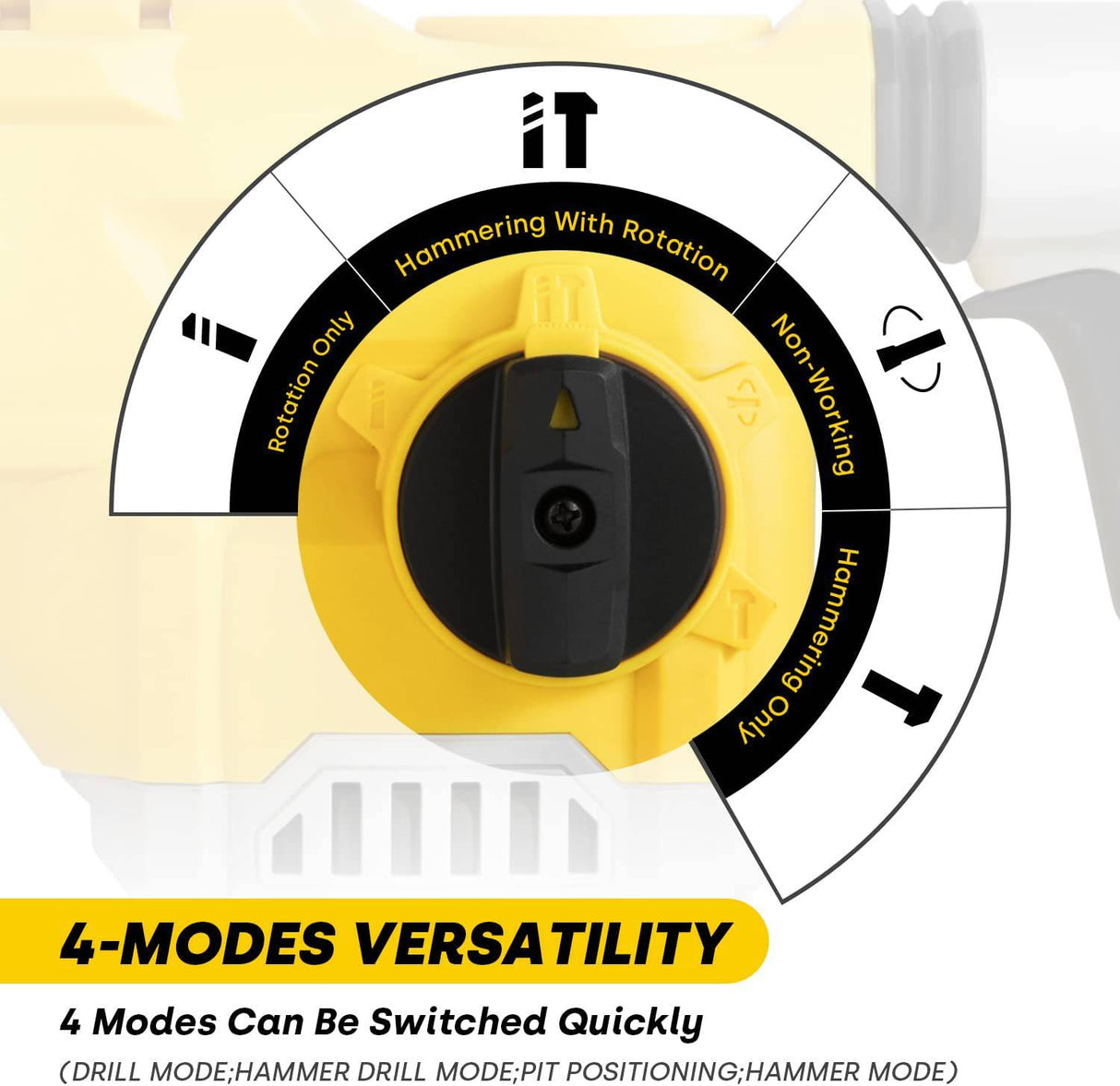 Taladro percutor giratorio, martillo de demolición ENVENTOR 12A, taladro percutor SDS-Plus de 1-1/4 pulgadas para hormigón y piedra, martillo giratorio con 4 funciones, control de vibración y embrague de seguridad, 14 accesorios - DIGVICE MX