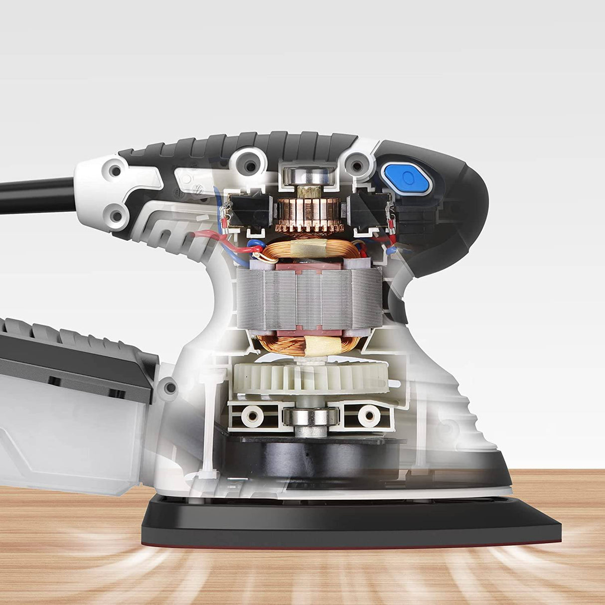 Lijadora de detalles Bielmeier, lijadora de palma con 12 papeles de lija y caja de polvo, lijadora eléctrica con cable de 6 pies 14,000 OPM para carpintería - DIGVICE MX