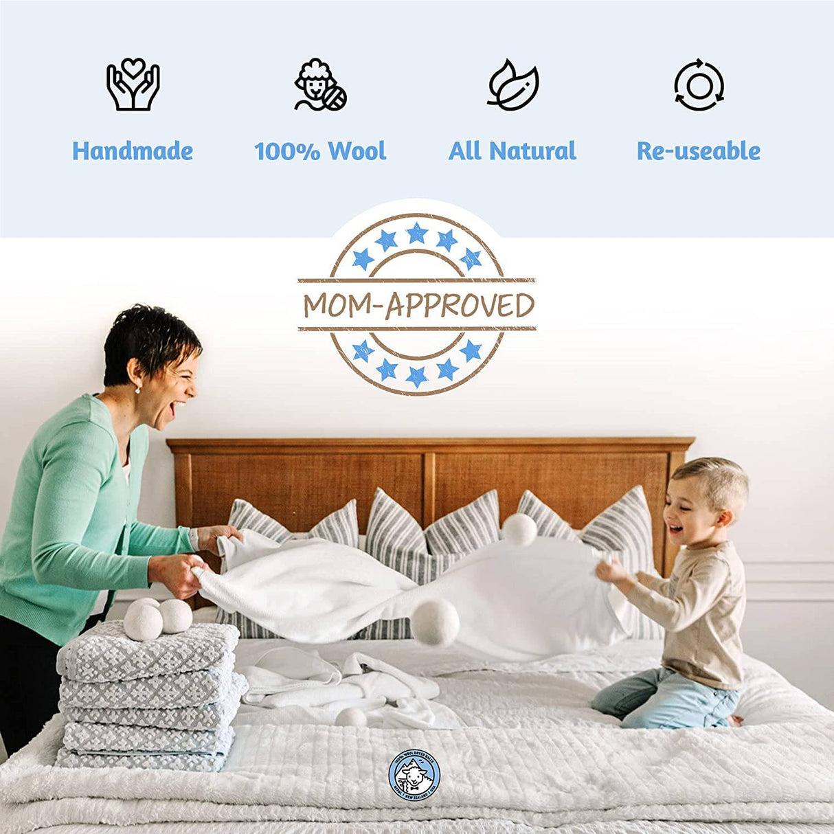 Smart Sheep paquete de 6 - Bolas de lana para secadora - Suavizante de tela natural XL Premium galardonado - Bolas de lana reemplazan las hojas de la secadora - Bolas de lana para secadora - Bolas de lavandería para secadora - DIGVICE MX