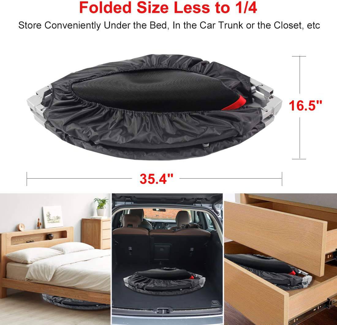 FirstE - Trampolines de fitness plegables de 48 pulgadas con pasamanos de espuma de altura ajustable de 4 niveles, trampolín de salto para niños y adultos en interiores y exteriores, carga máxima de 440 libras